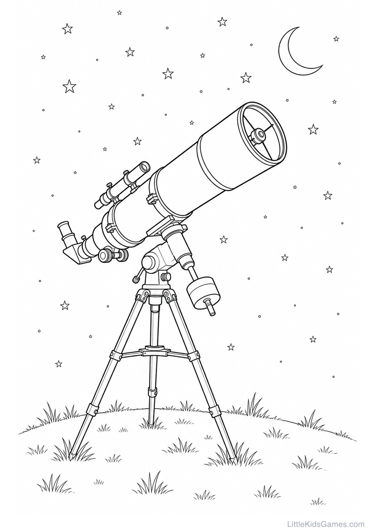 Desenho de Telescópio para Colorir e Imprimir