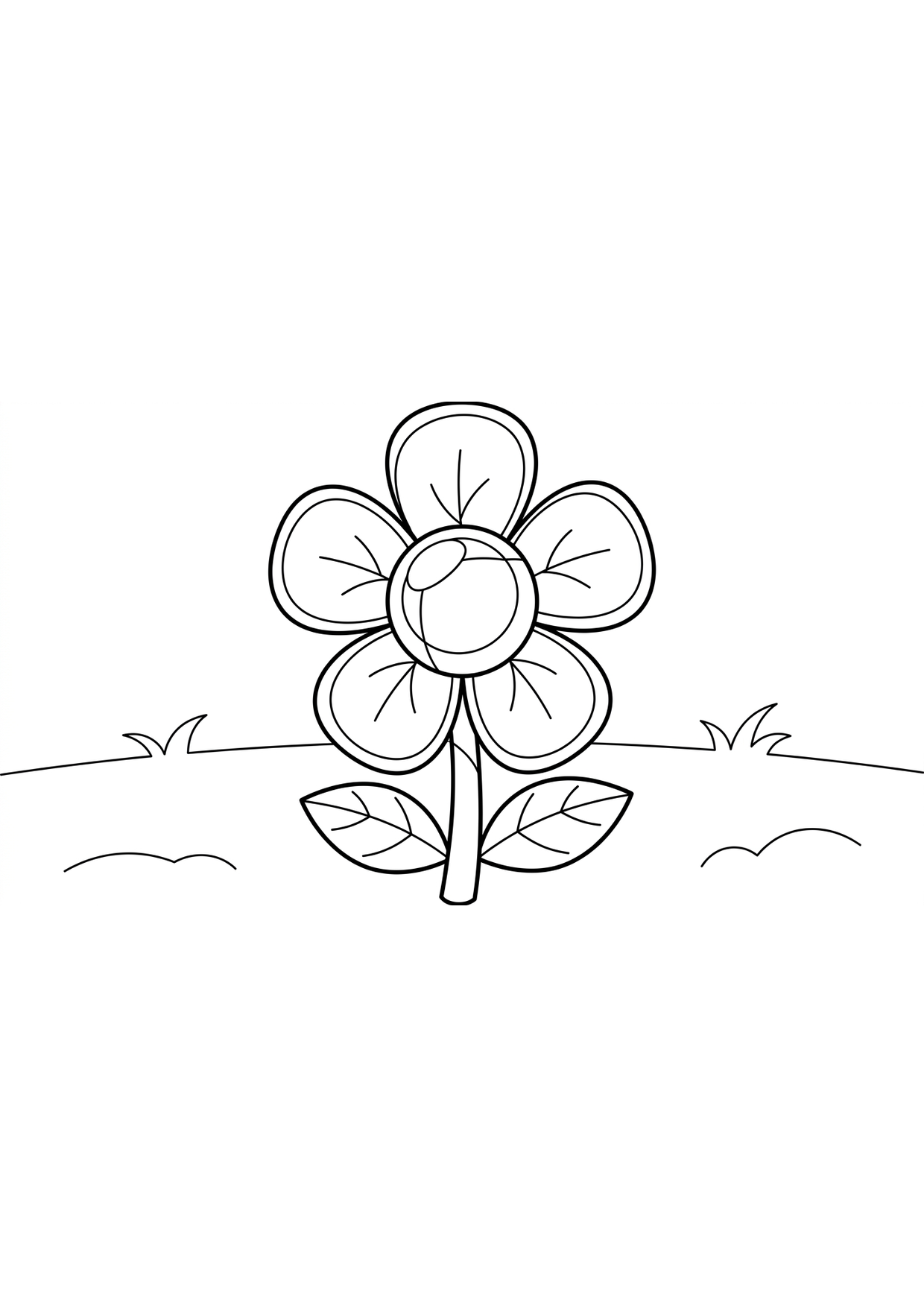Five-petal flower Coloring Page for Ages 6 and Up