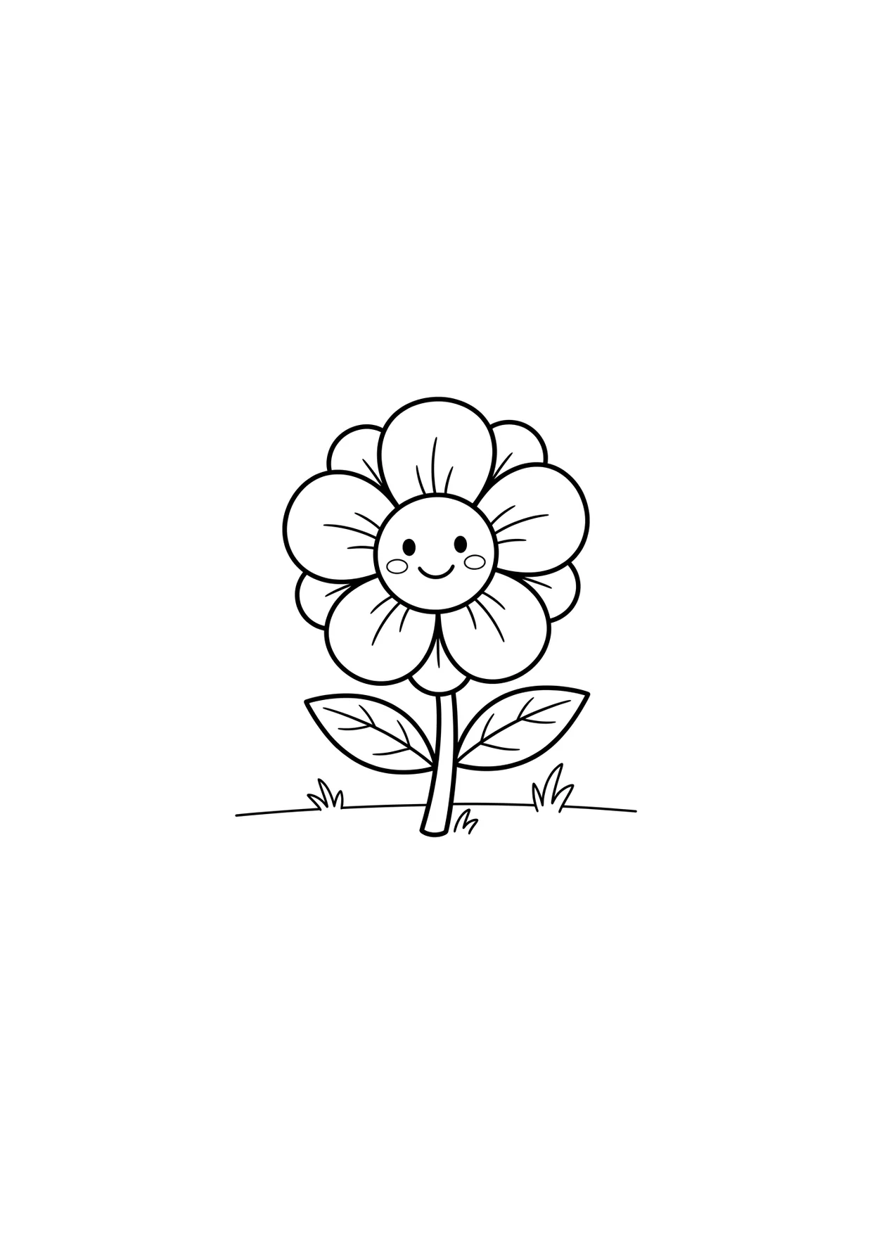 Dibujo de Flor simple para Colorear para Mayores de 6 Años