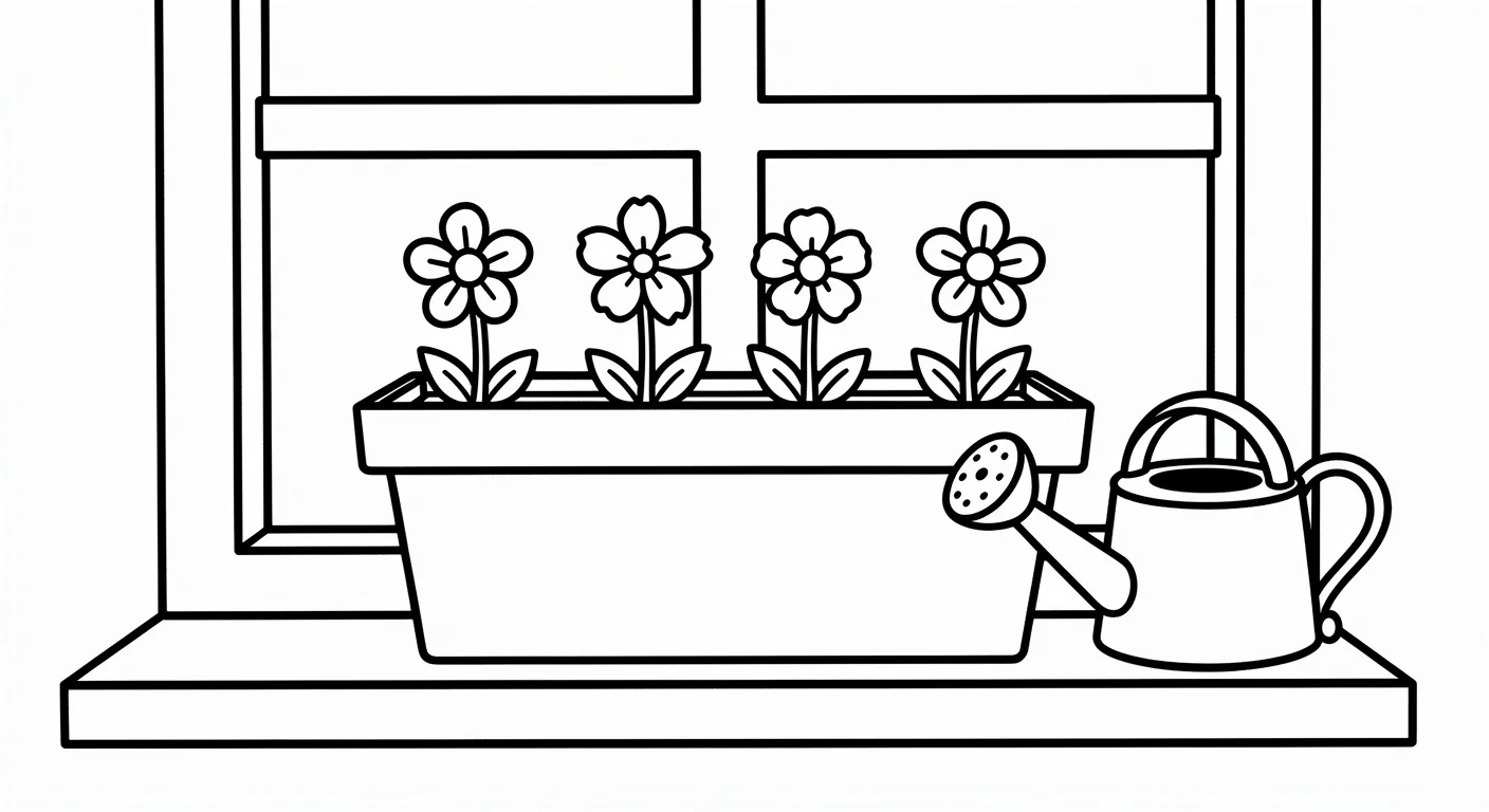 Little flowers in a flowerpot Coloring Page