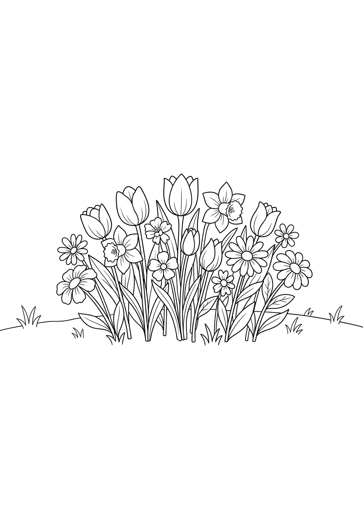 Dibujo de Flores de primavera para Colorear para Mayores de 6 Años