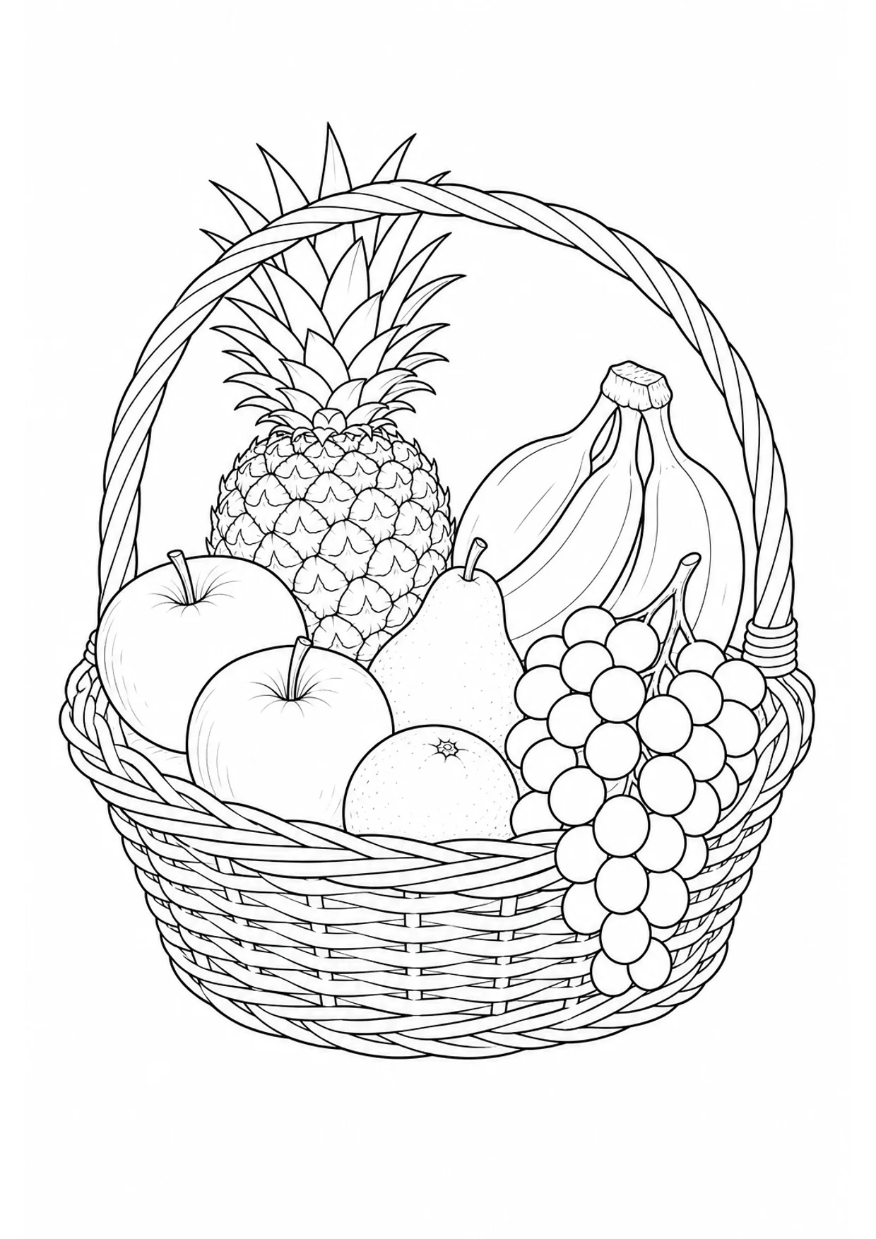 Fruit Basket Coloring Page to Print Free