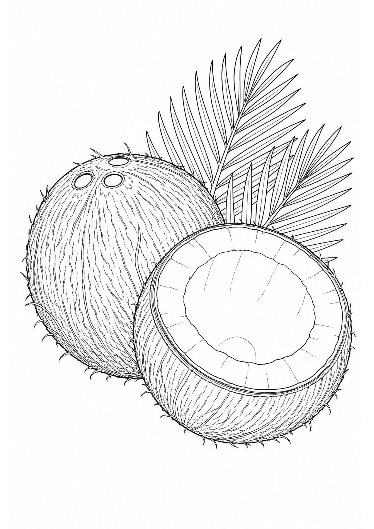 Coconut Coloring Page to Print Free