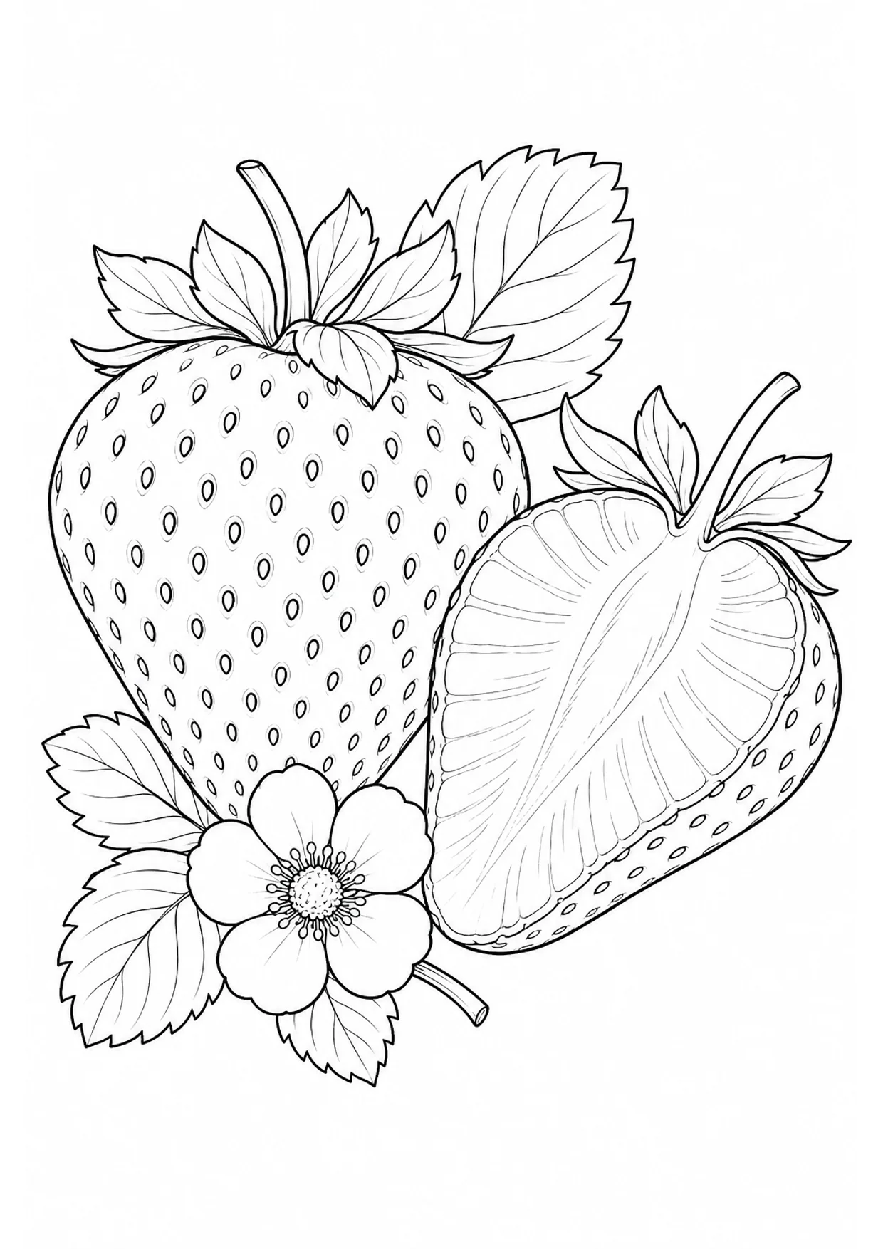 Strawberries Coloring Page to Print Free