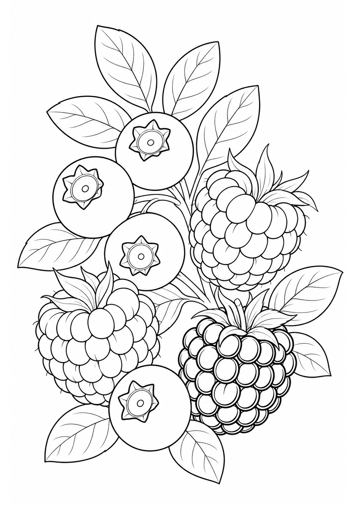 Forest Berries Coloring Page to Print Free
