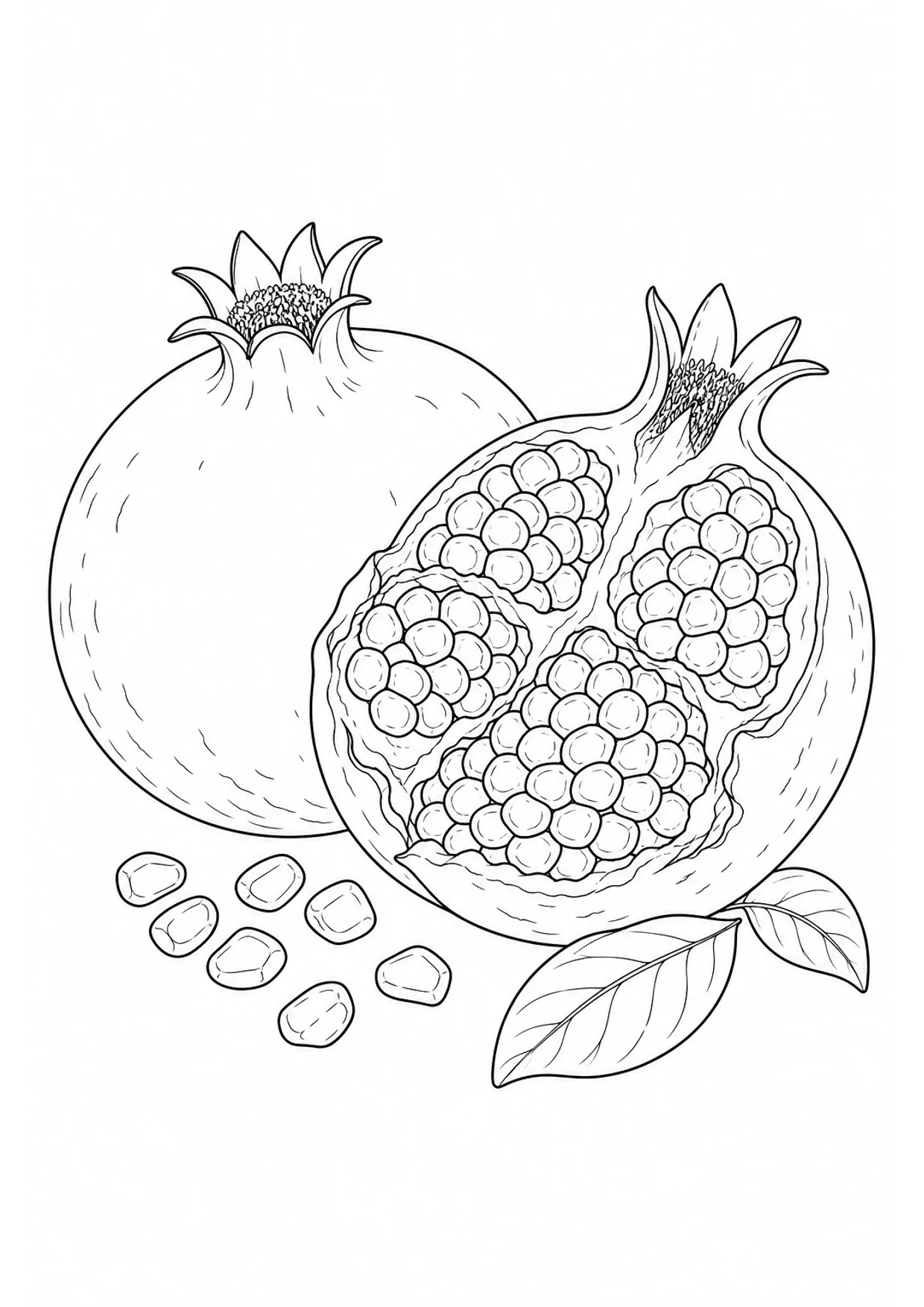Pomegranate Coloring Page to Print Free