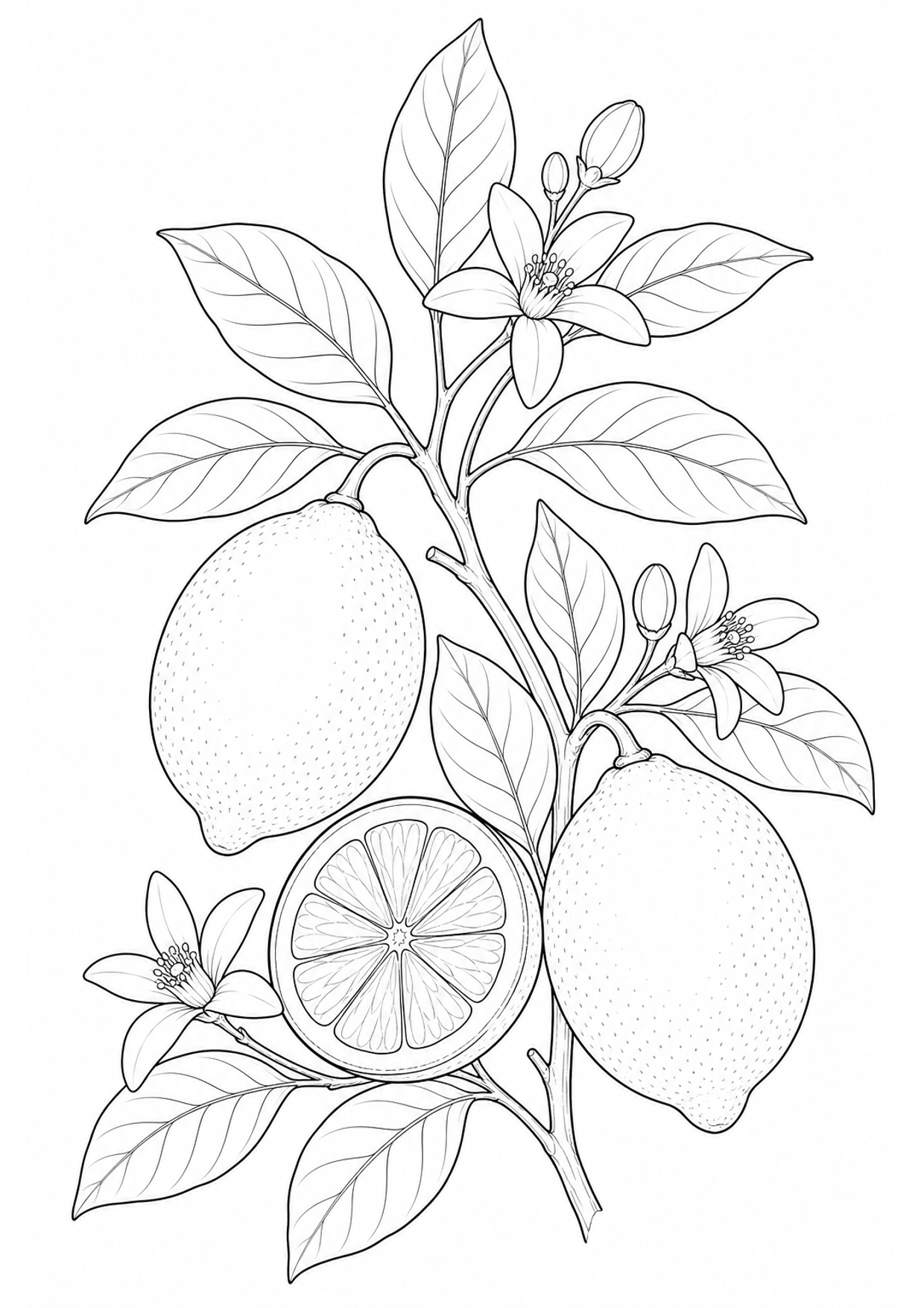 Lemons Coloring Page to Print Free