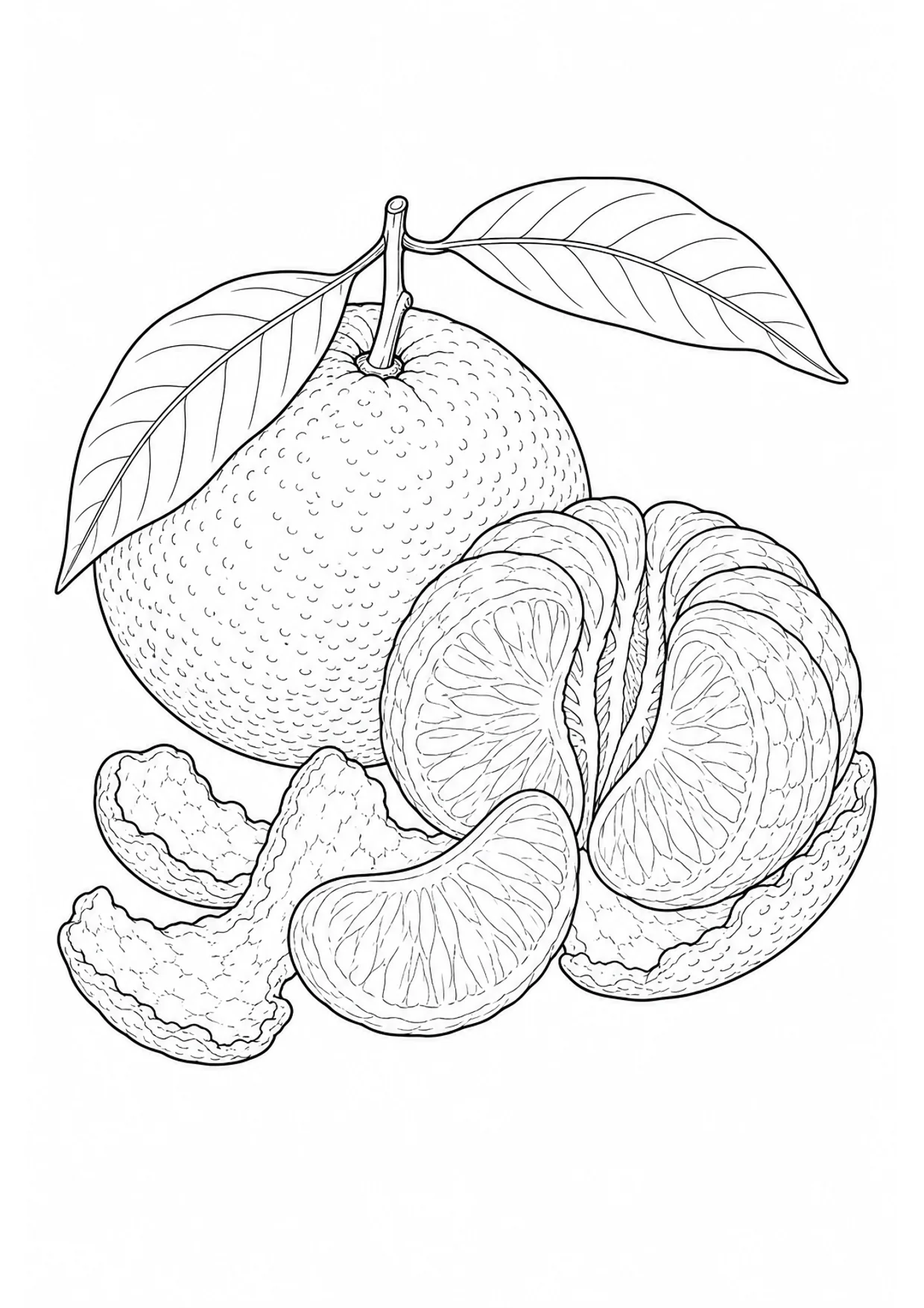 Mandarin Orange Coloring Page to Print Free