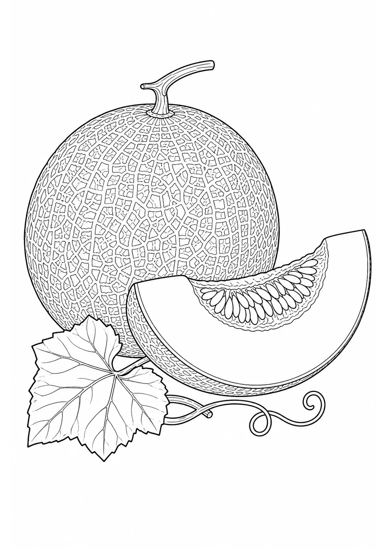 Melon Coloring Page to Print Free