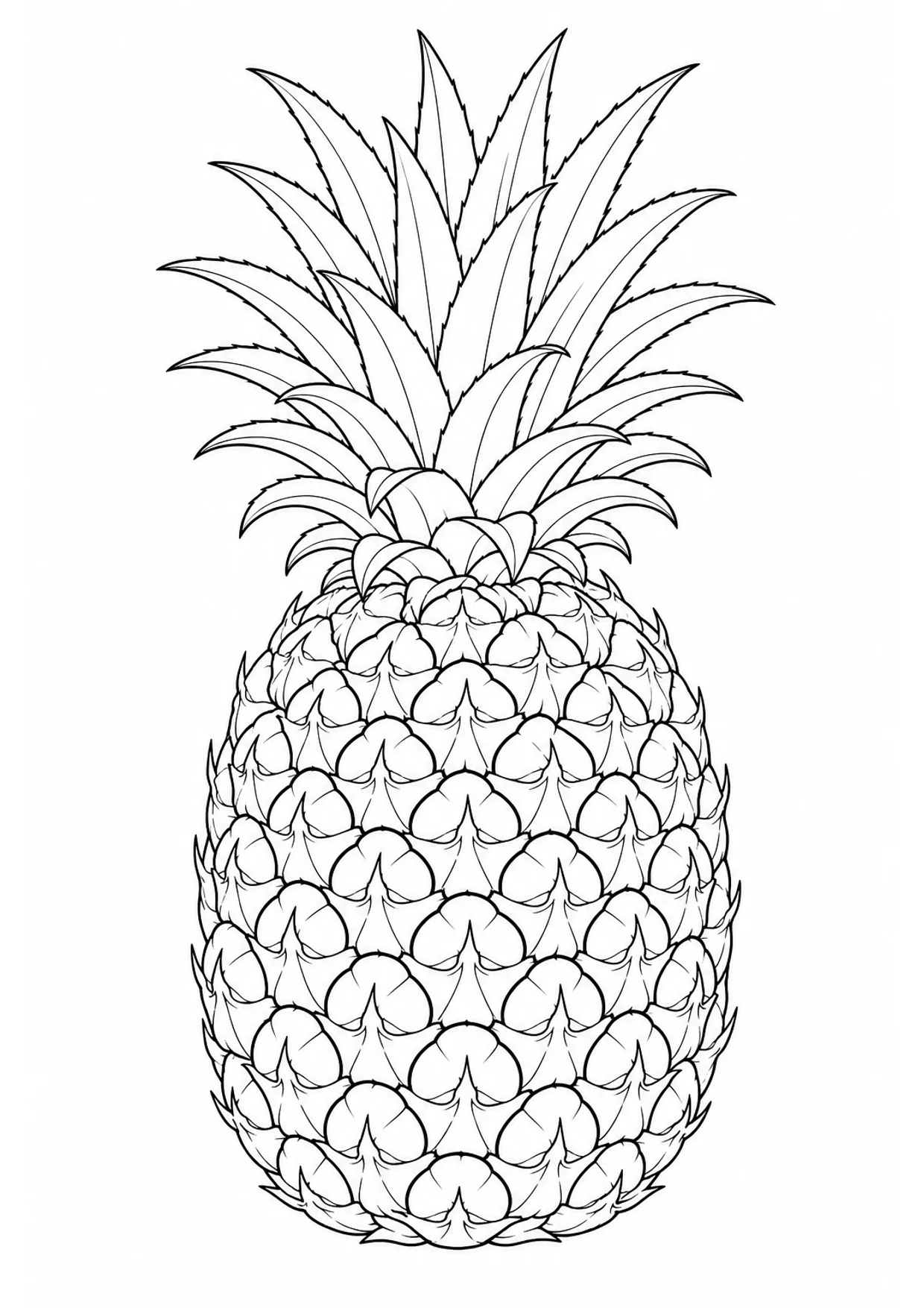Tropical Pineapple Coloring Page to Print Free