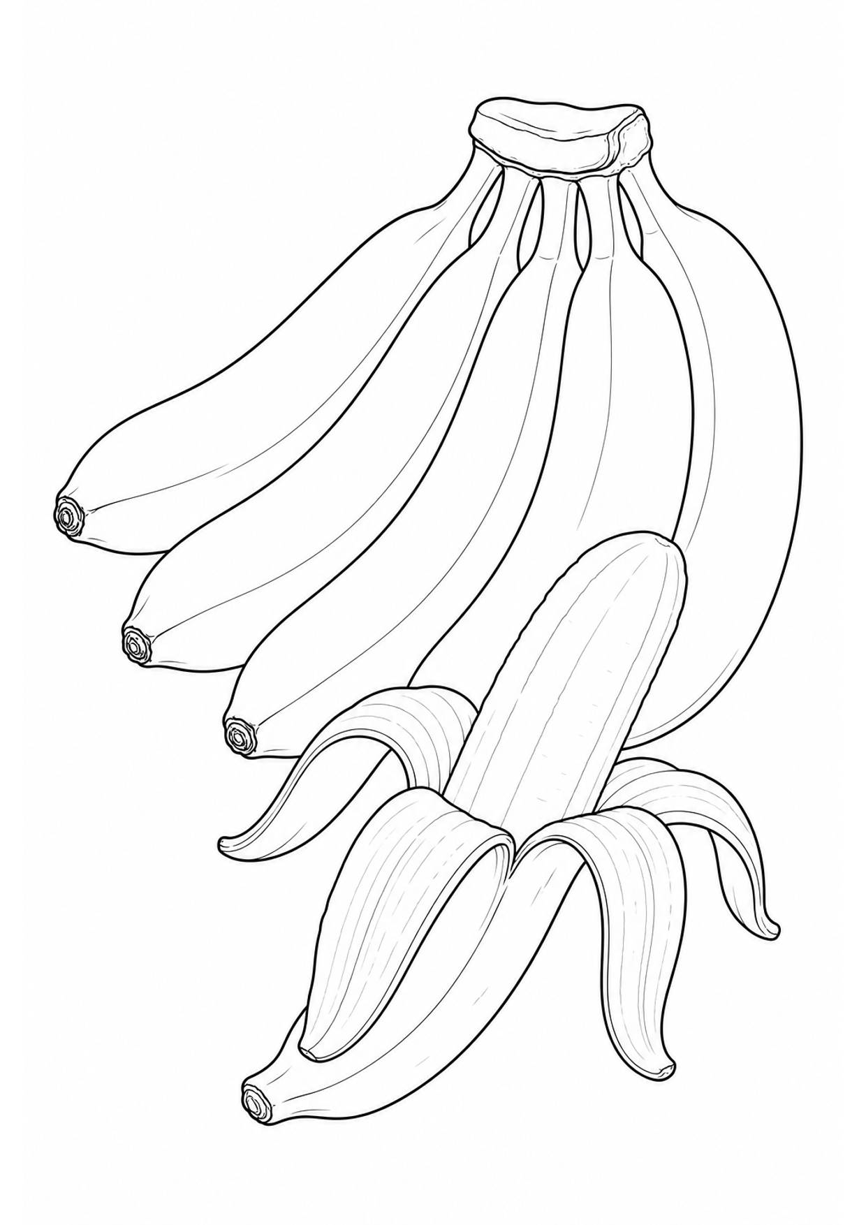 Bunch of Bananas Coloring Page to Print Free