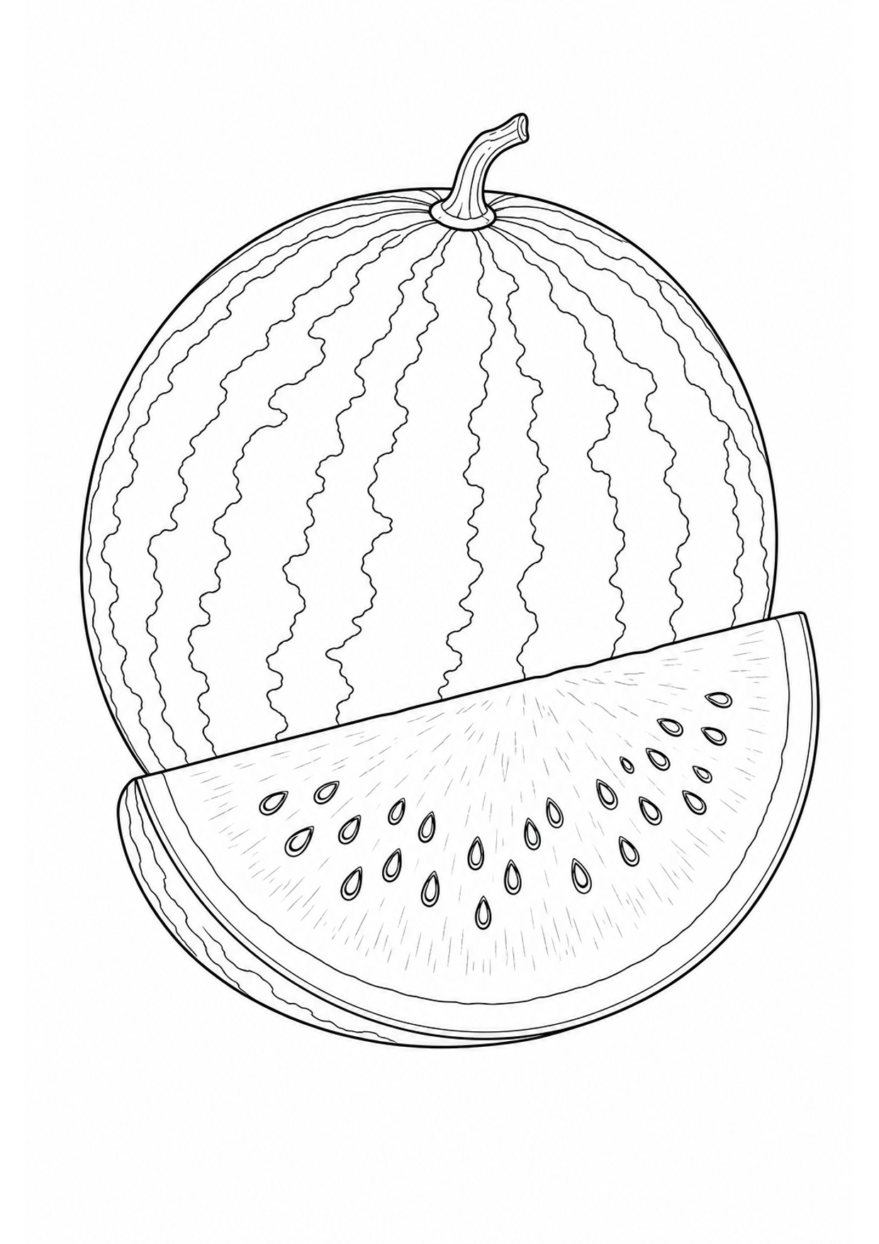 Watermelon Slice Coloring Page to Print Free