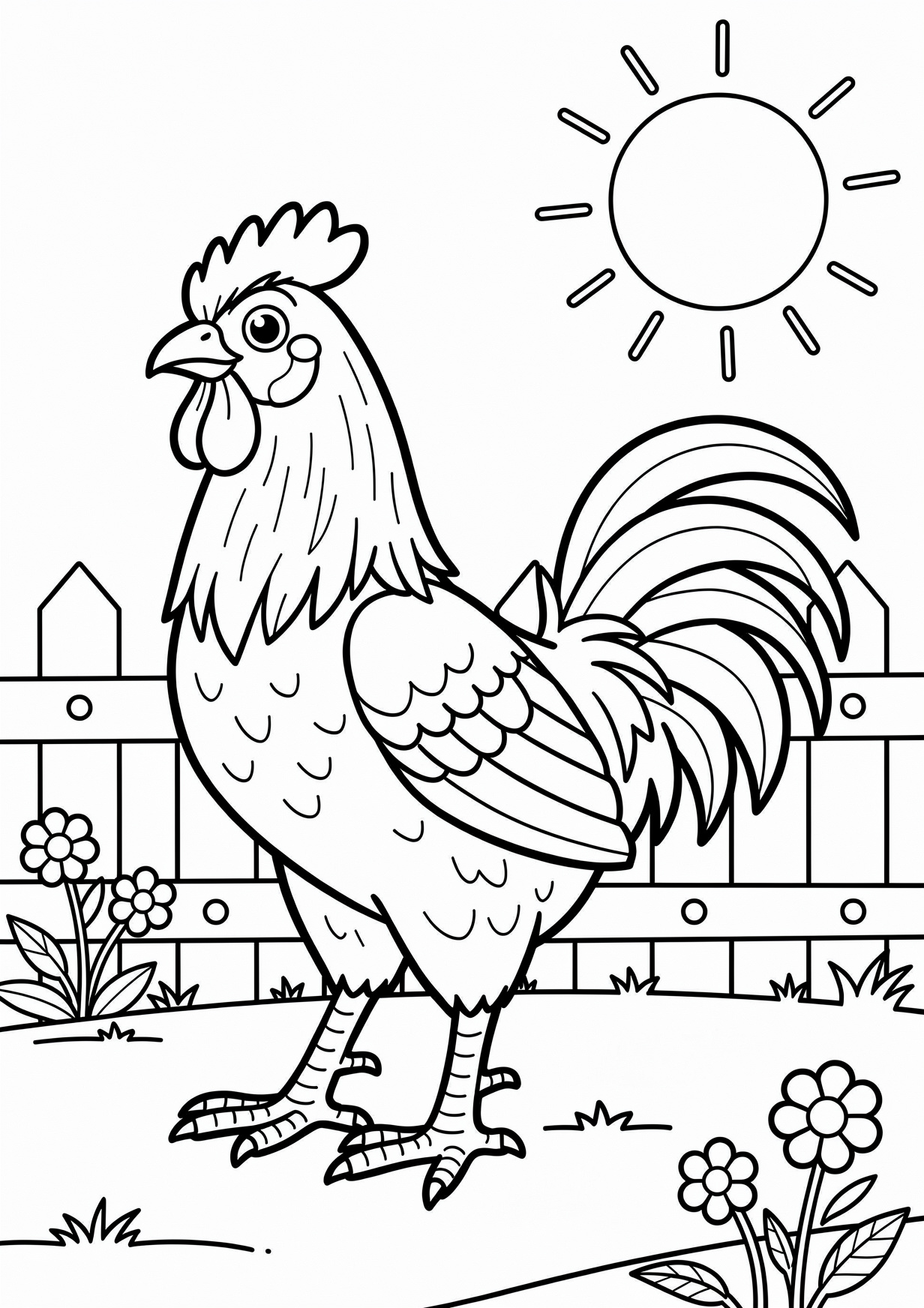 Dibujo de Gallo para Colorear para Mayores de 6 Años