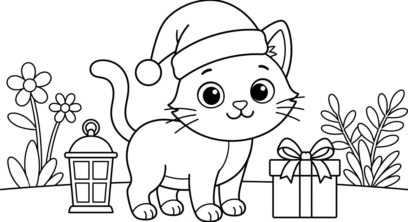 gatito con gorro de navidad