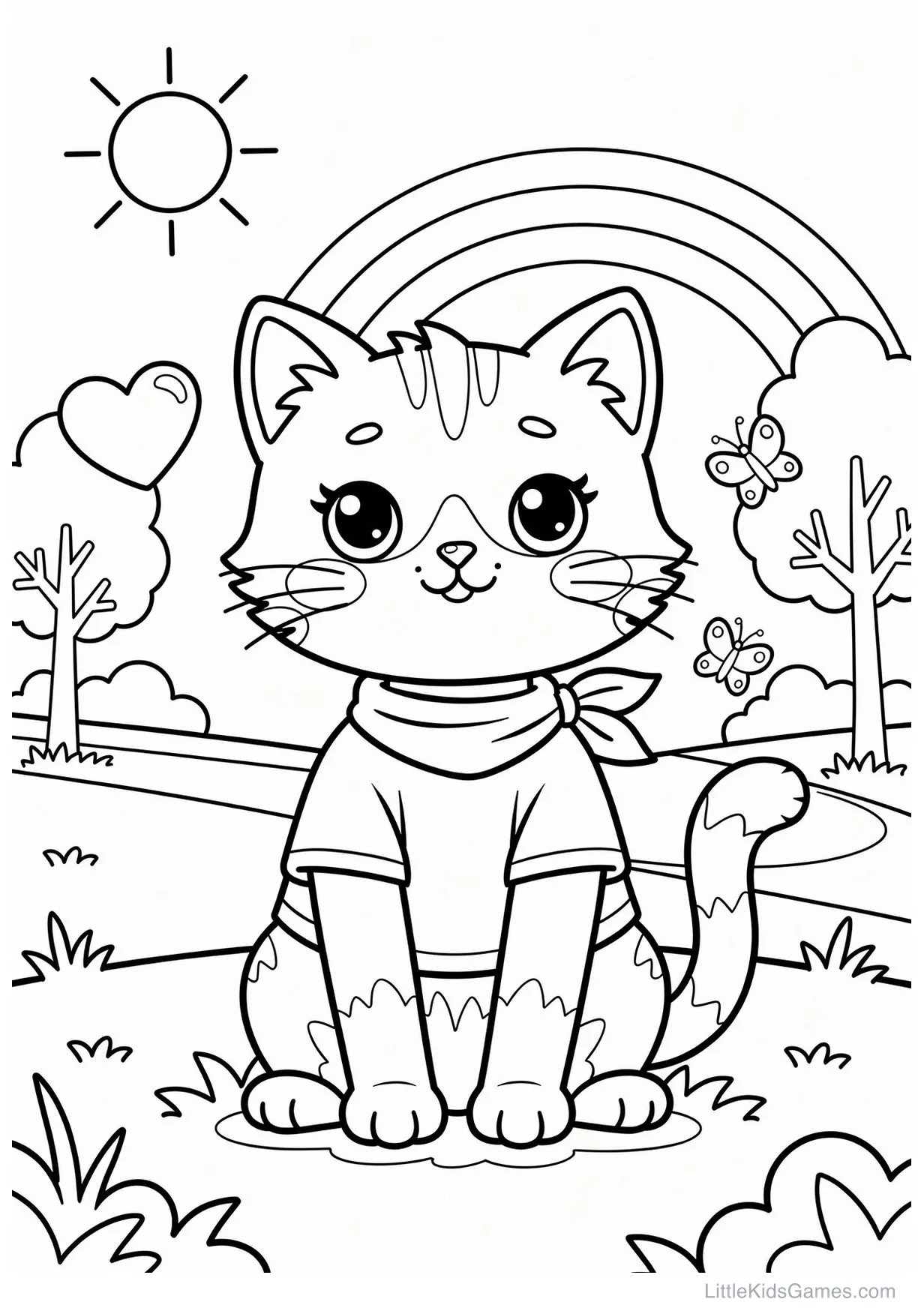 Joli Chaton Kawaii à Colorier pour Enfants de 6 Ans et Plus
