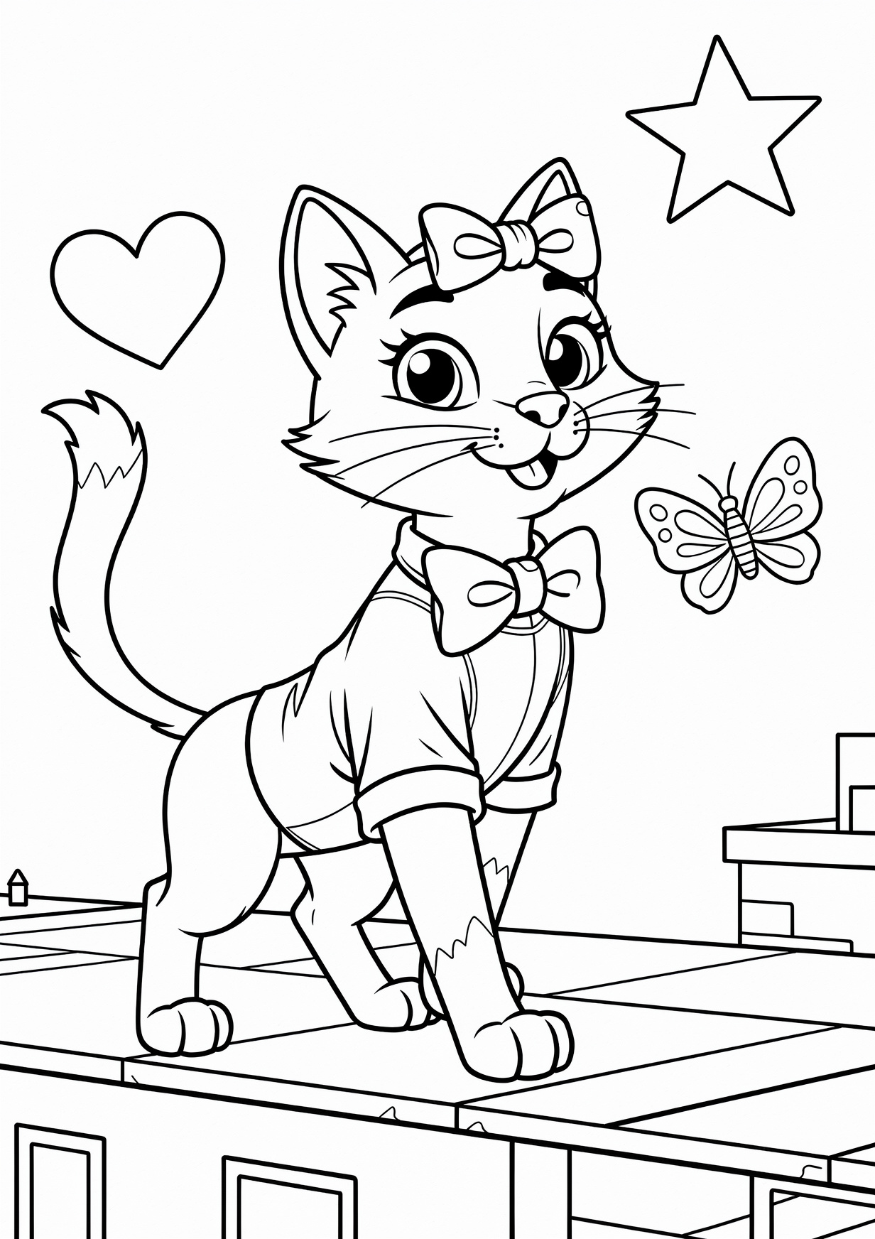 Cartoon cat Coloring Page for Ages 6 and Up
