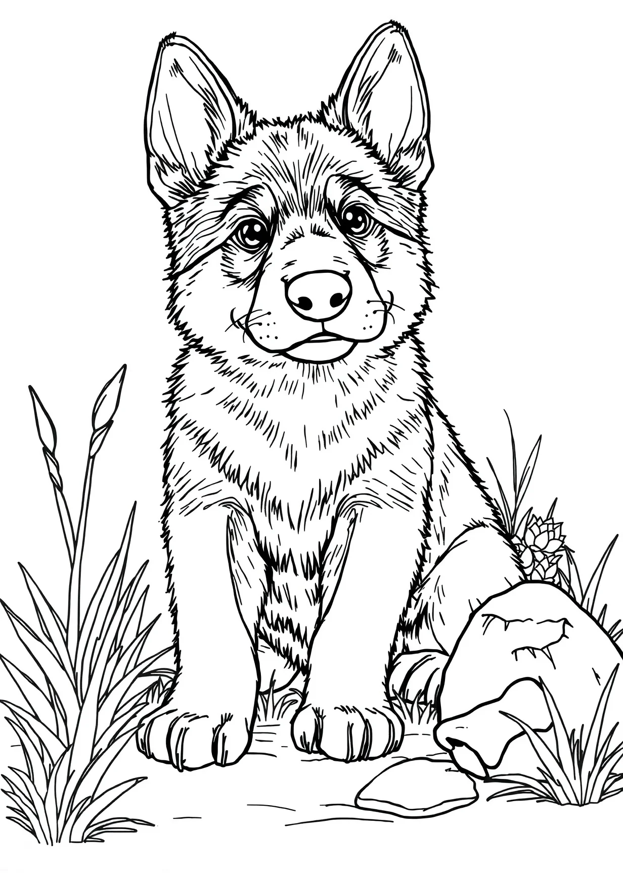 Dibujo de German shepherd puppy para Colorear para Mayores de 6 Años