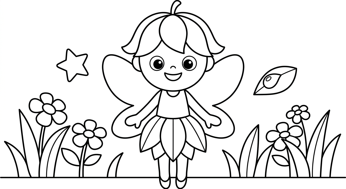 Dibujo de Hada del bosque para Colorear para Niños de 2 a 5 Años