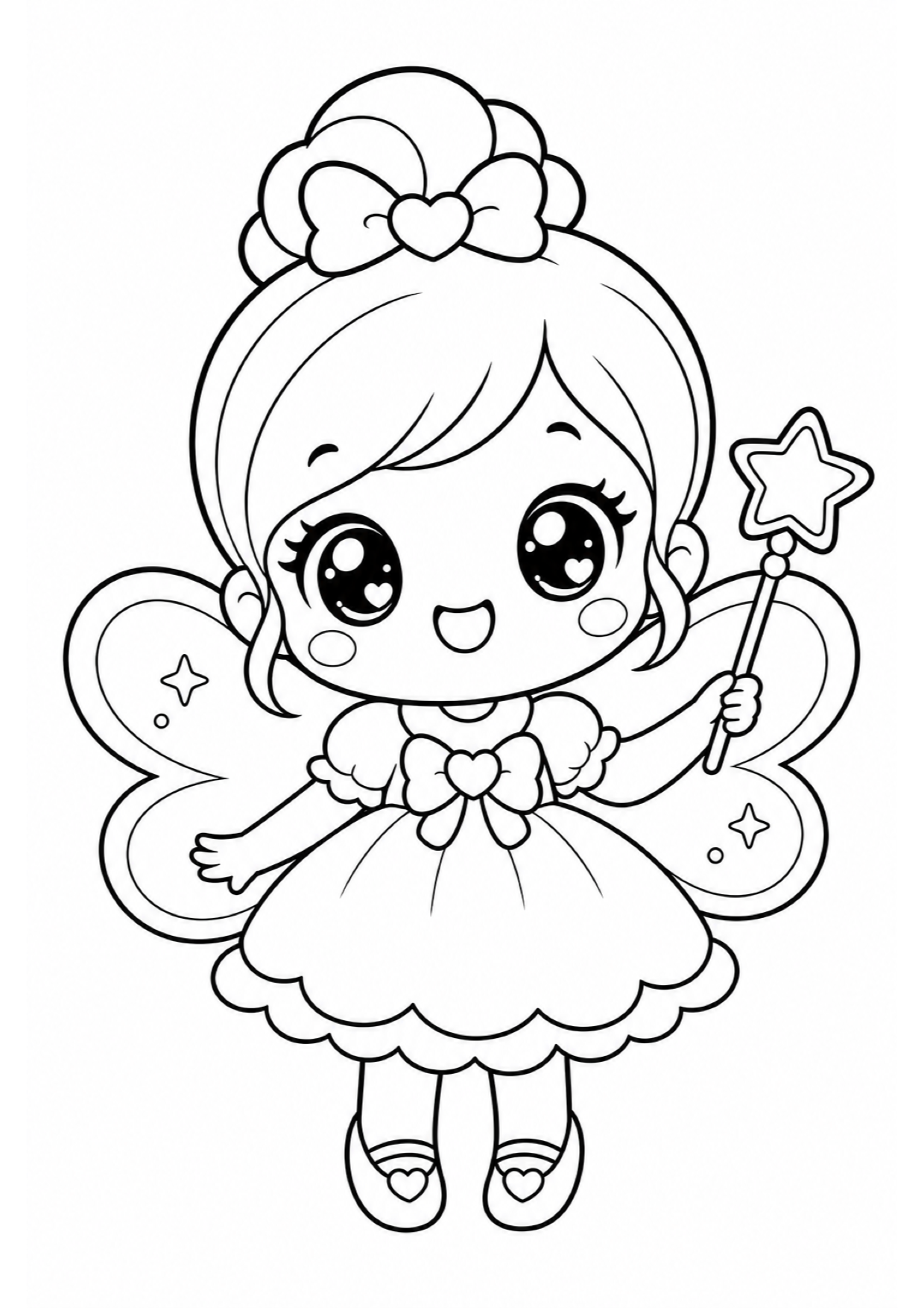 Dibujo de Hada Kawaii para Colorear e Imprimir