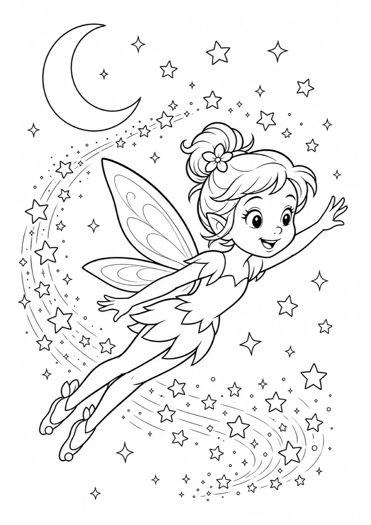 Dibujo de Hada Volando para Colorear e Imprimir