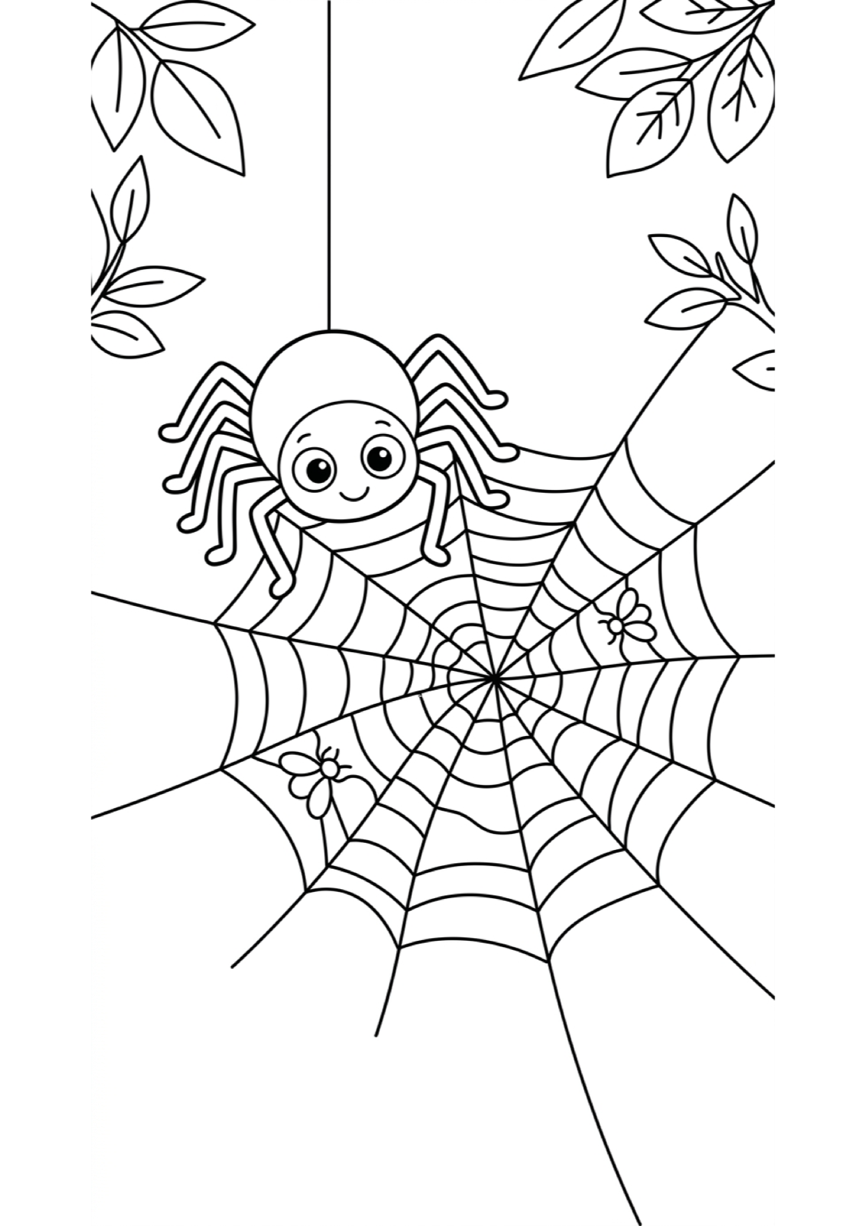 Dibujo de Araña en Telaraña para Colorear e Imprimir