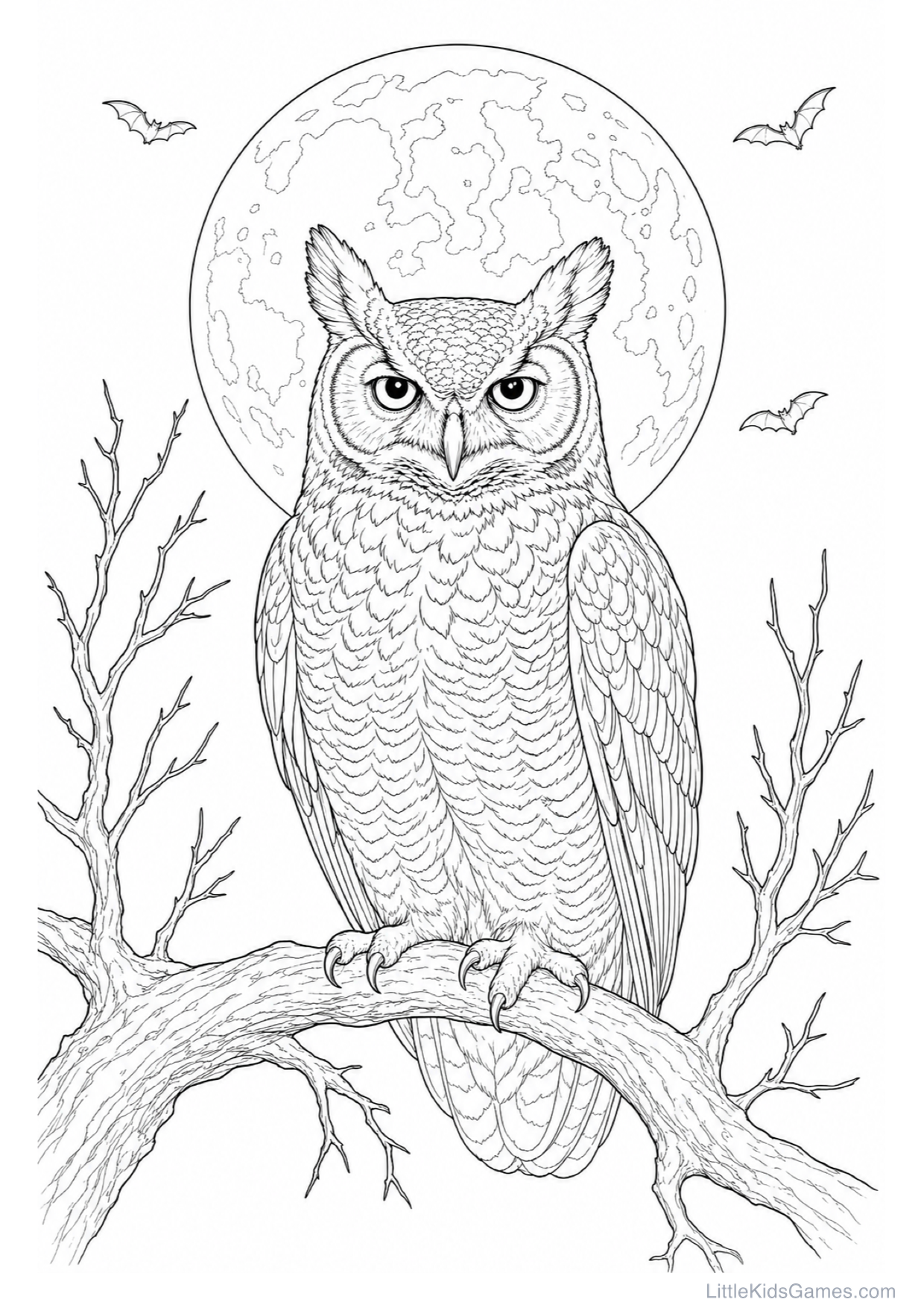 Halloween Owl Coloring Page to Print Free