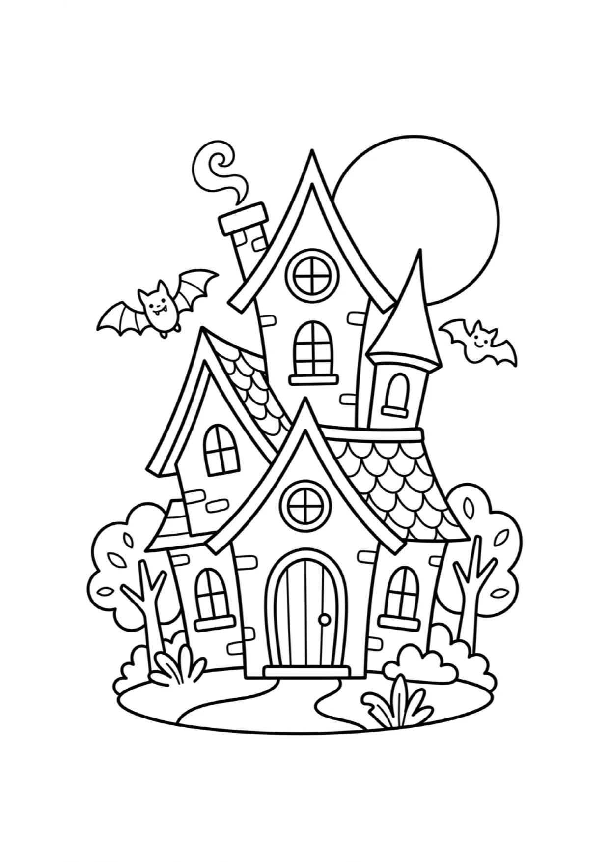 Dibujo de Casa Embrujada para Colorear e Imprimir