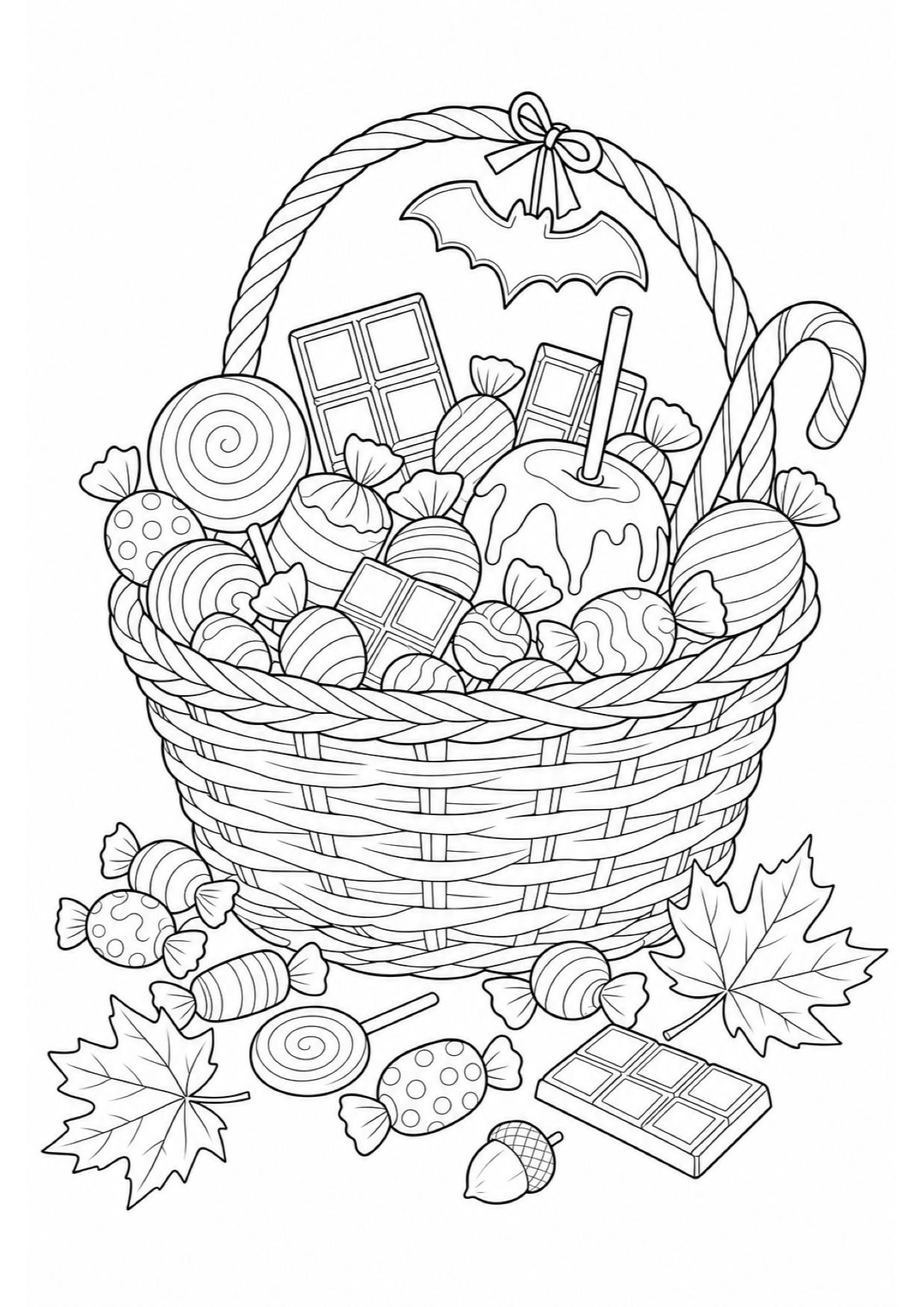 Halloween Candy Coloring Page to Print Free