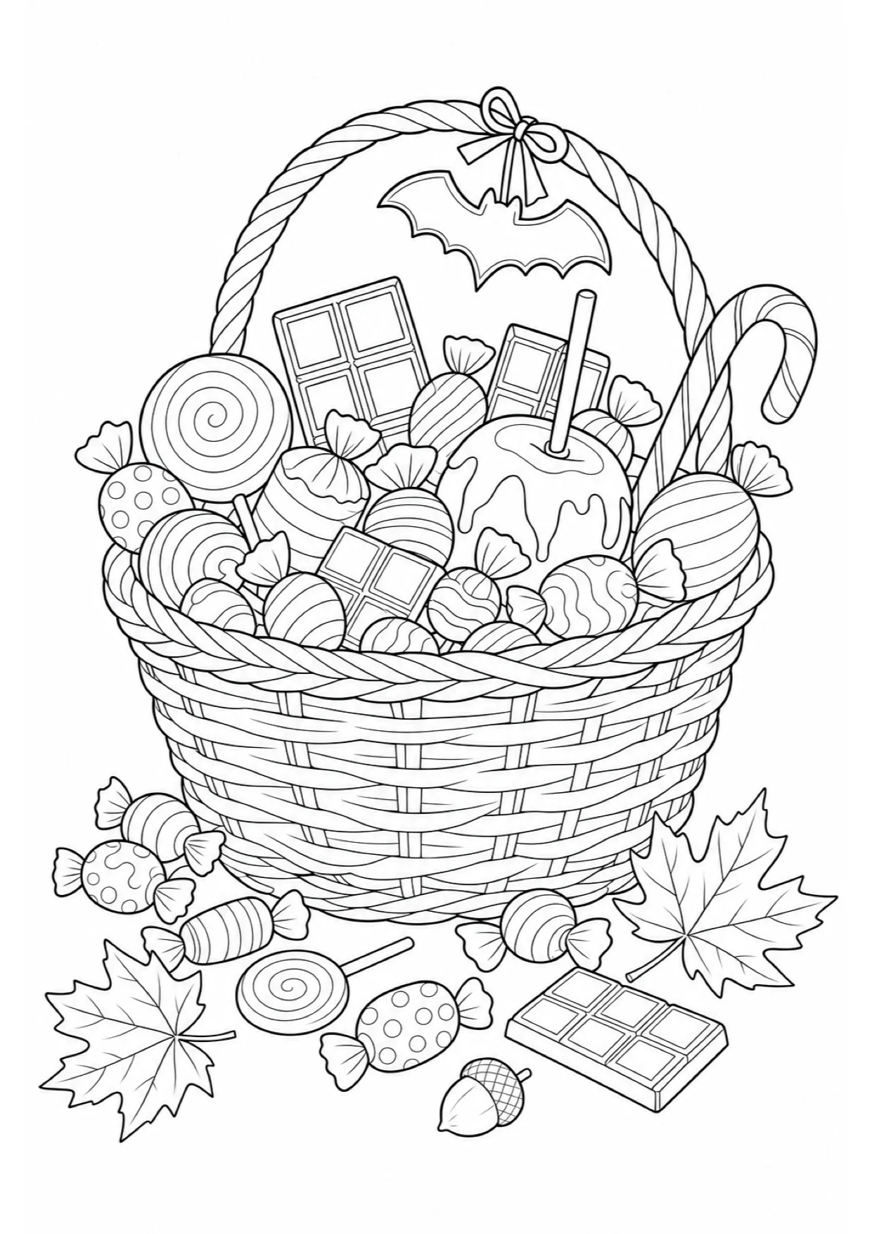 Halloween Candy Coloring Page to Print Free