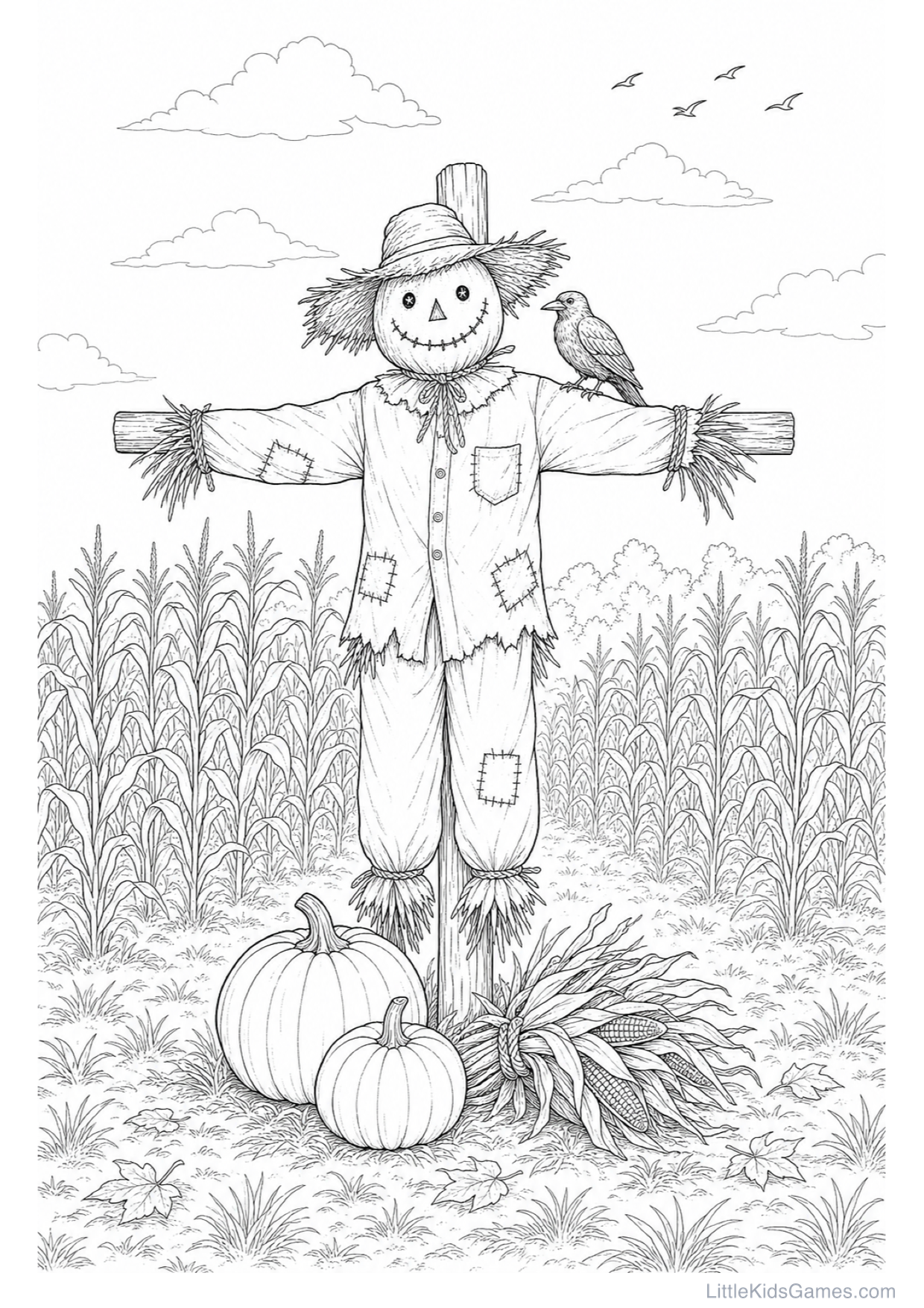 Scarecrow Coloring Page to Print Free
