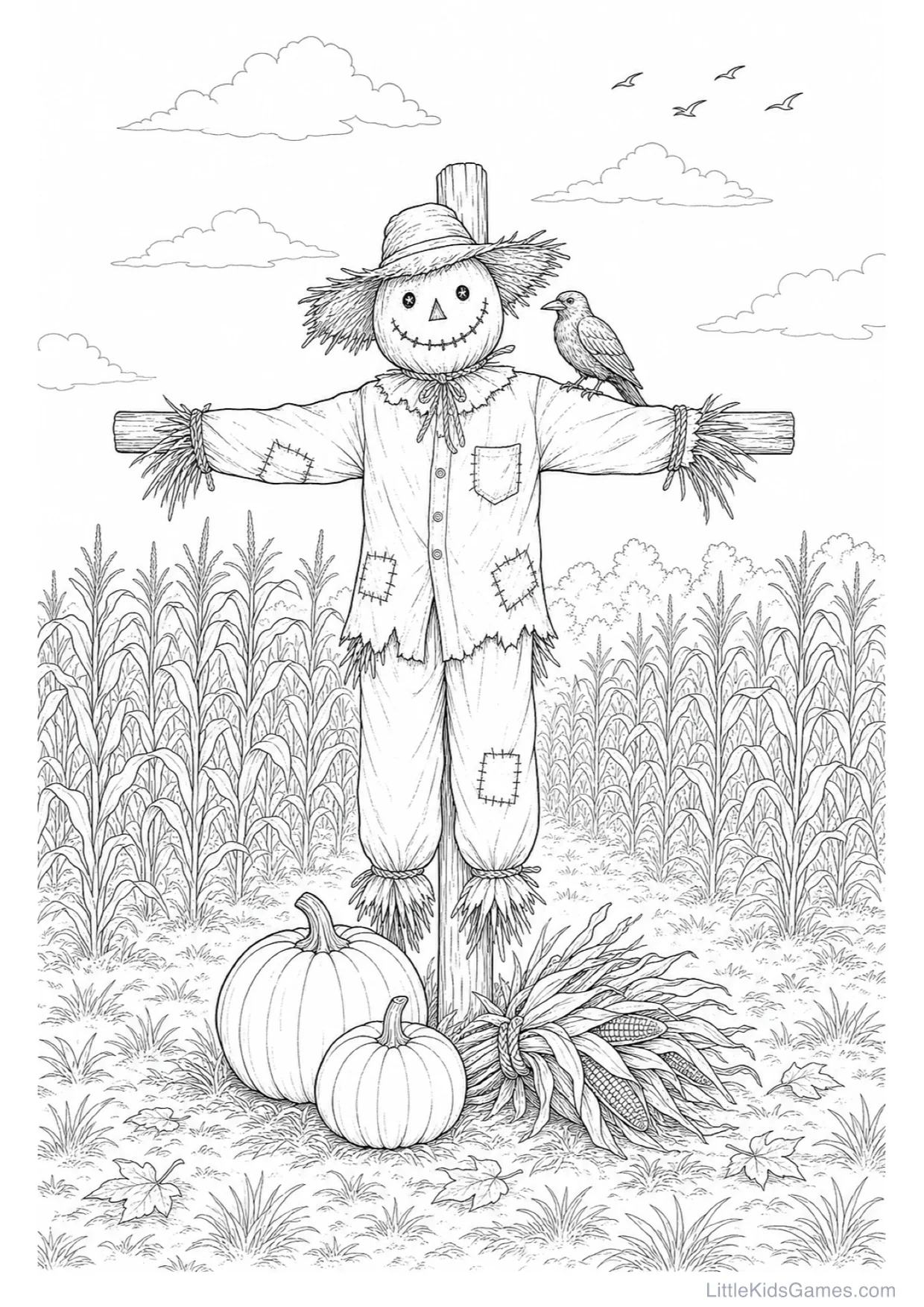 Scarecrow Coloring Page to Print Free