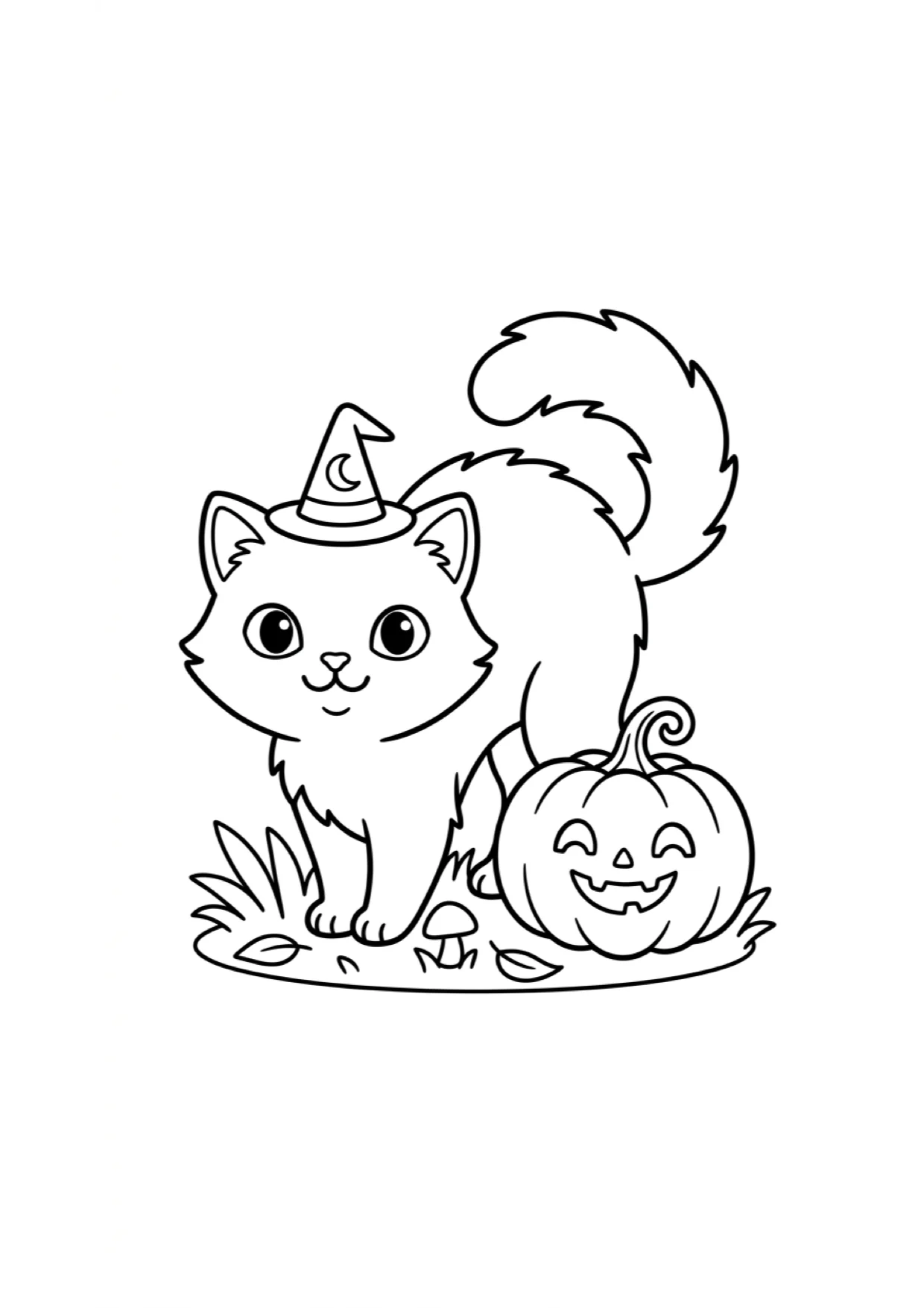 Dibujo de Gato Negro de Halloween para Colorear e Imprimir
