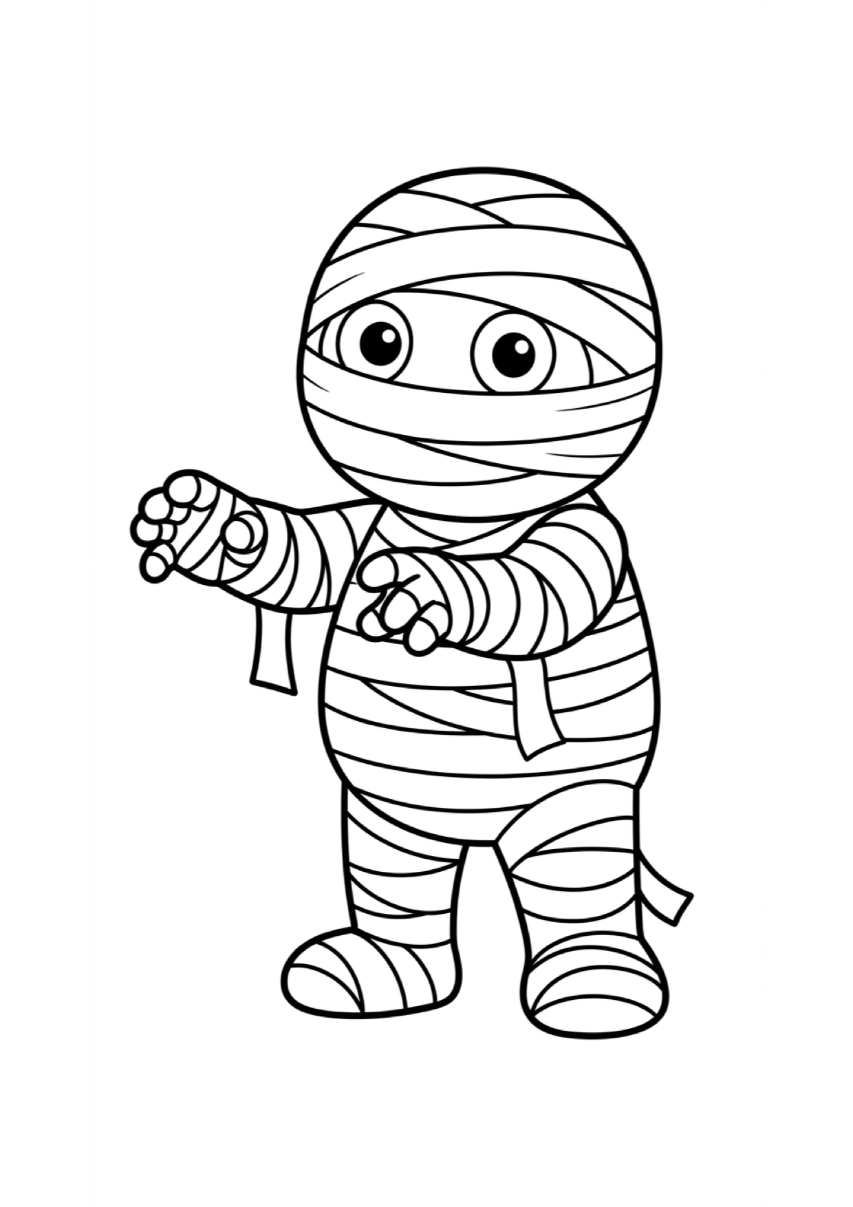 Dibujo de Momia de Halloween para Colorear e Imprimir