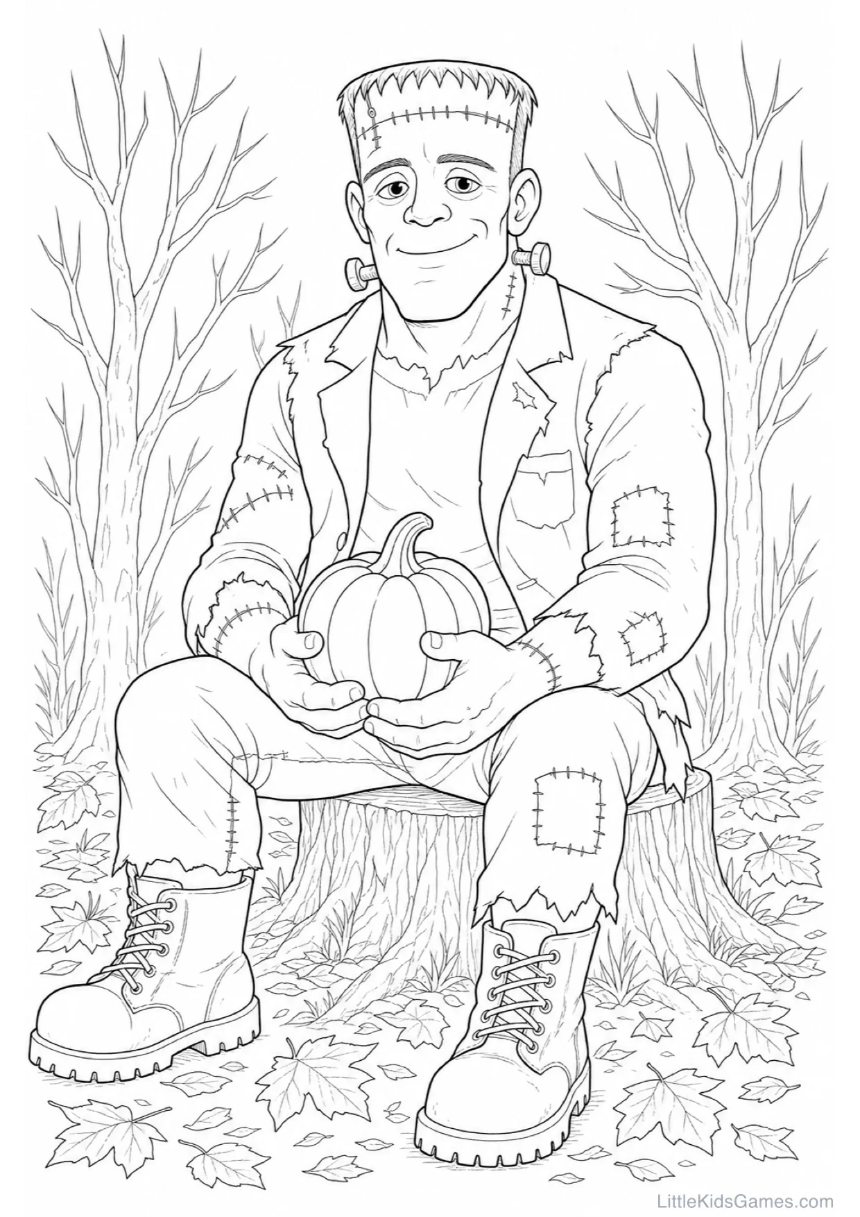 Halloween Monster Coloring Page to Print Free