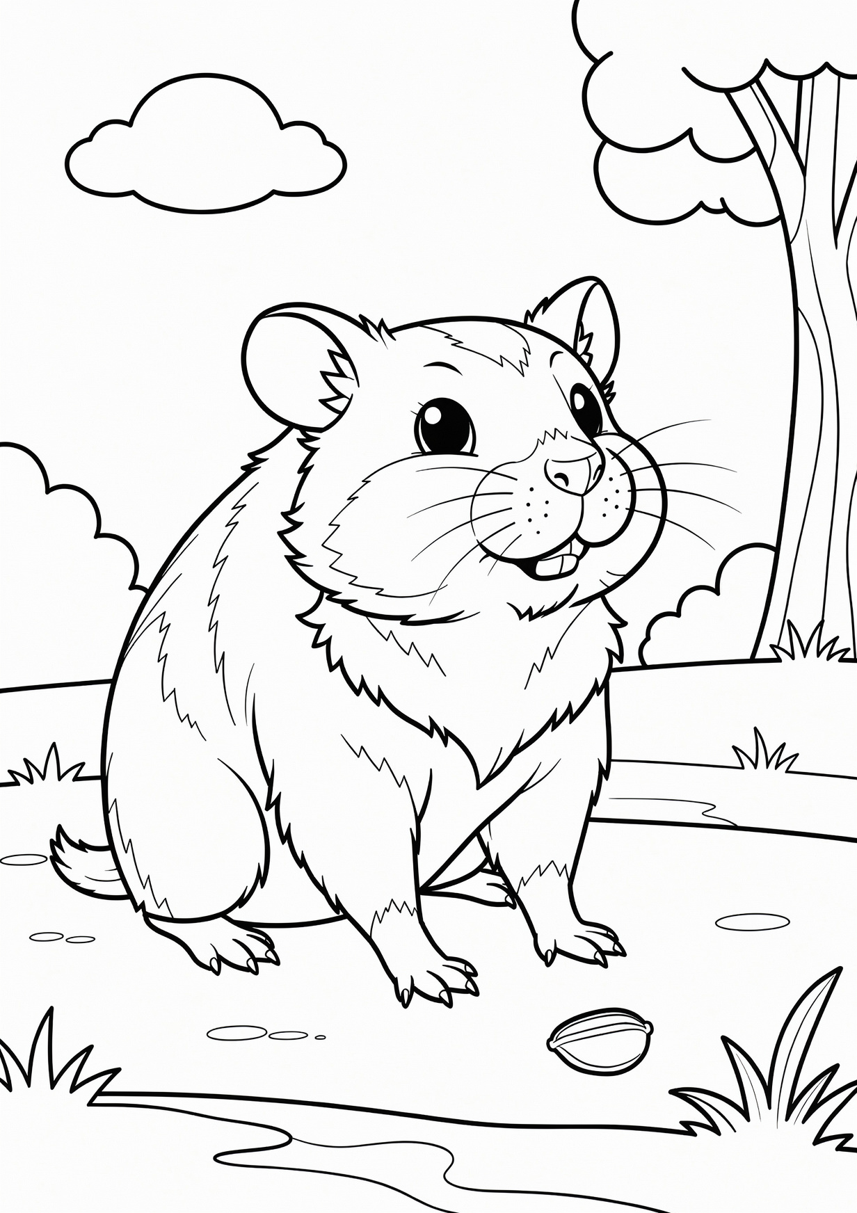 Hamster Coloring Page for Ages 6 and Up