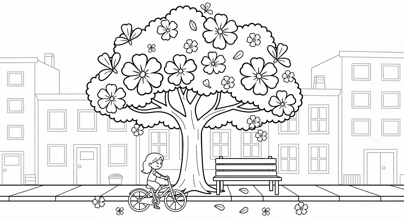 Jacaranda on avenue Coloring Page