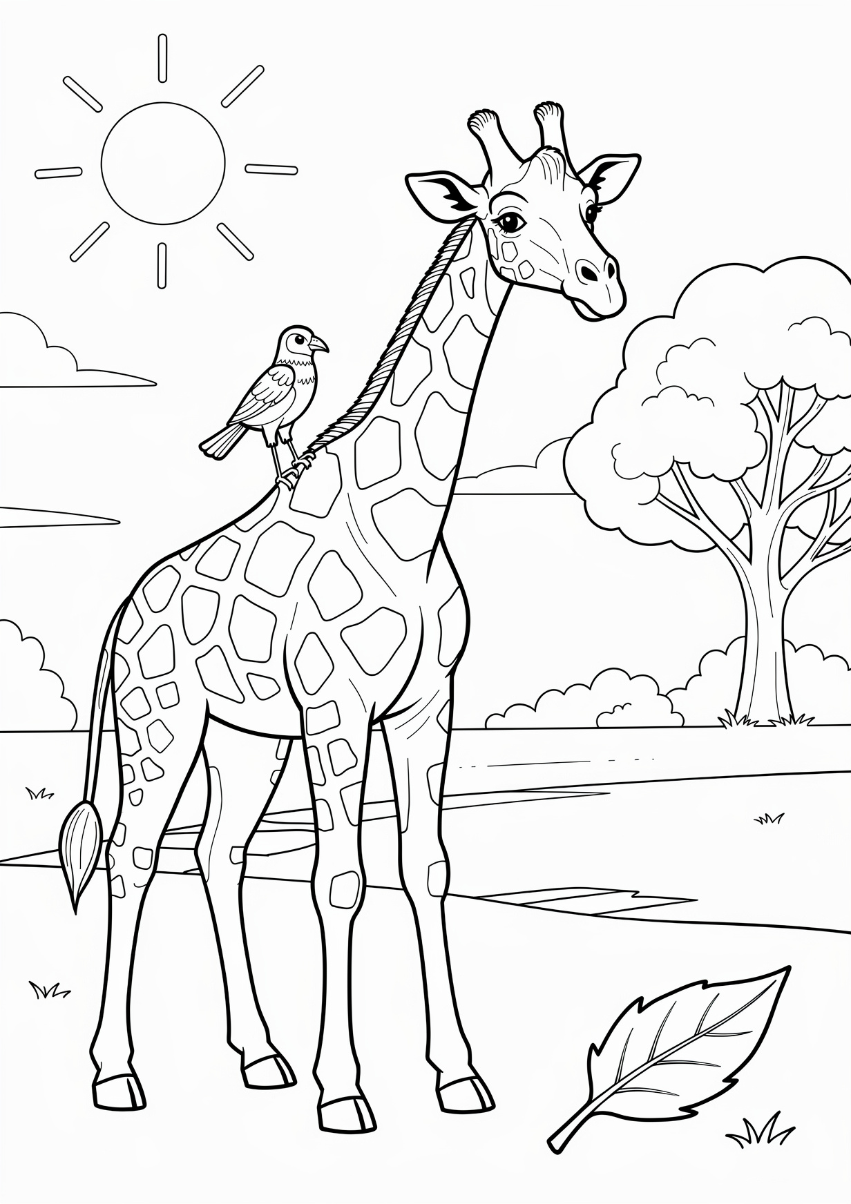 Dibujo de Jirafa para Colorear para Mayores de 6 Años