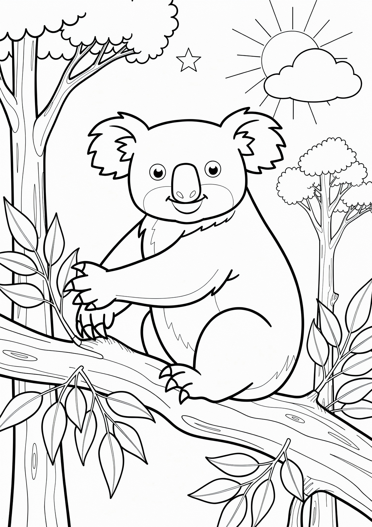 Dibujo de Koala para Colorear para Mayores de 6 Años