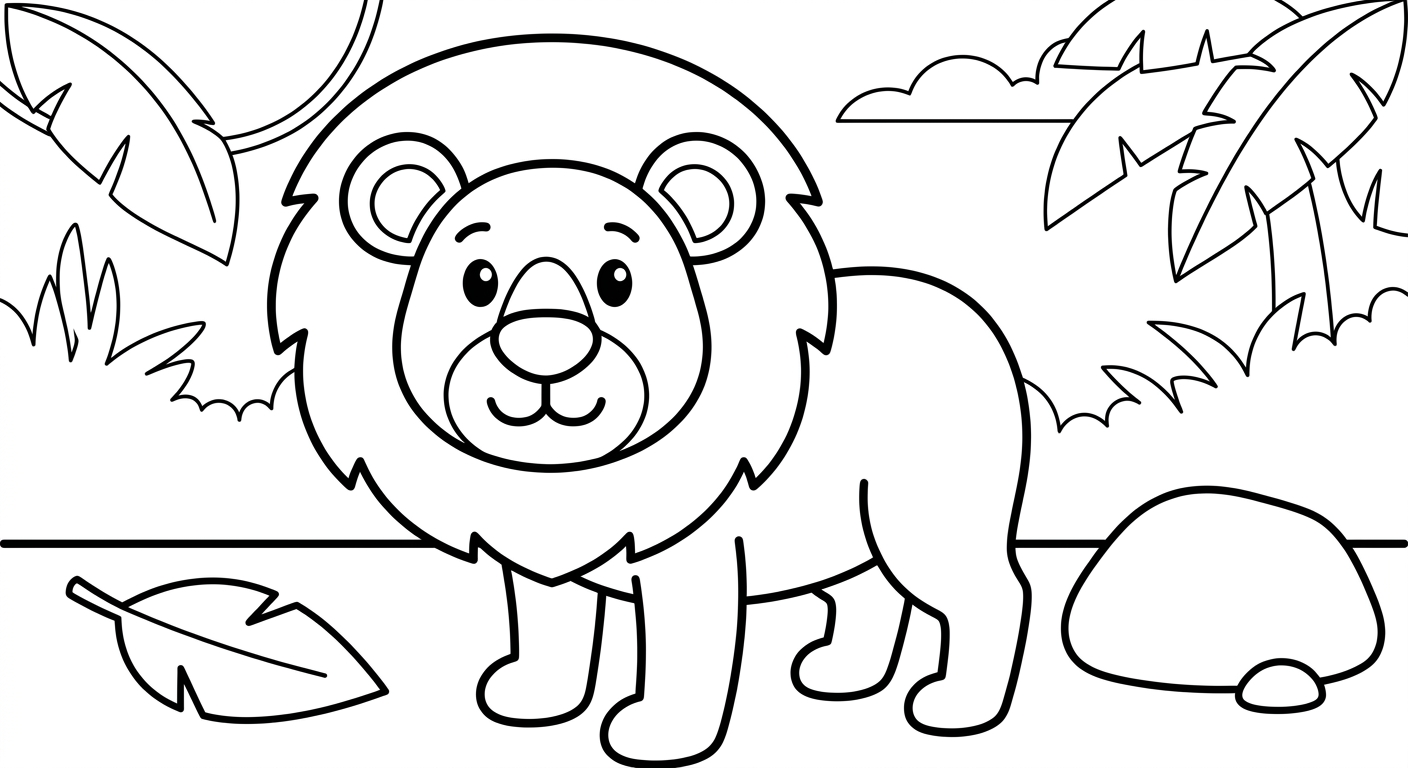 Lion Coloring Page for Kids Ages 2 to 5
