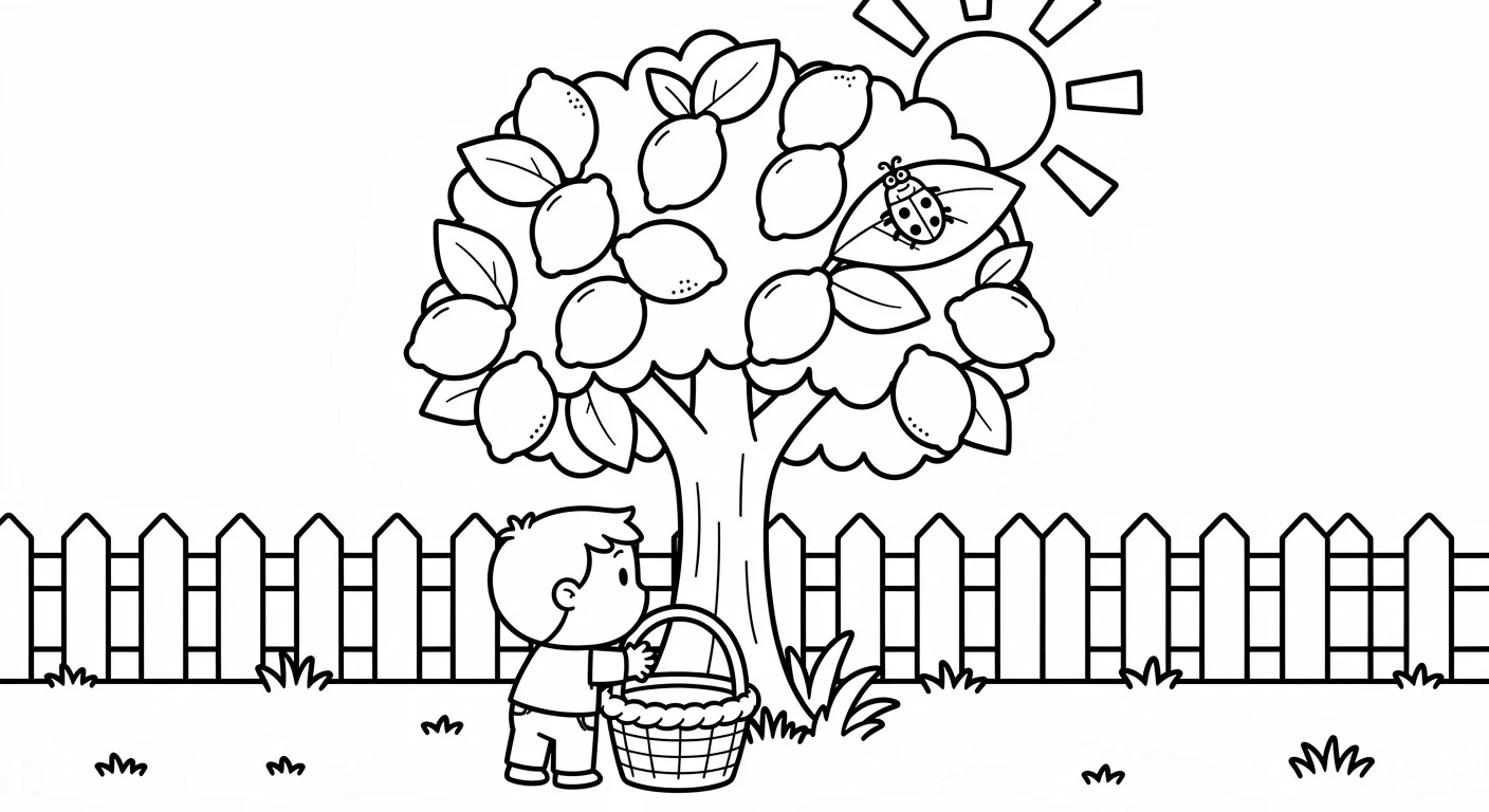 Lemon tree in garden Coloring Page