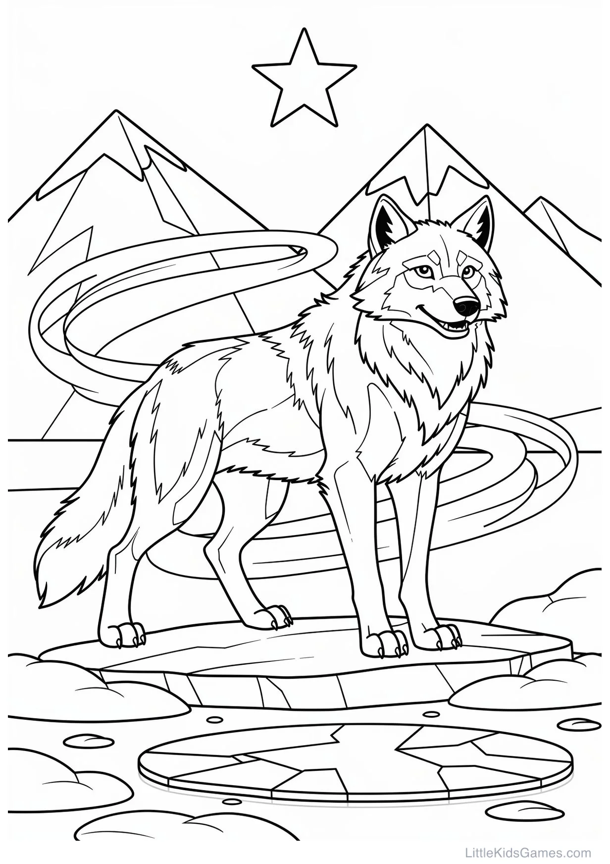 Wolf Drawing to Color for Kids 6 and Up