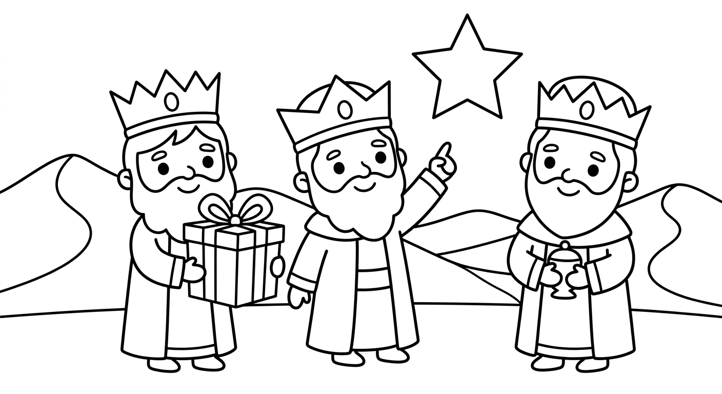 The three wise men Coloring Page for Kids Ages 2 to 5