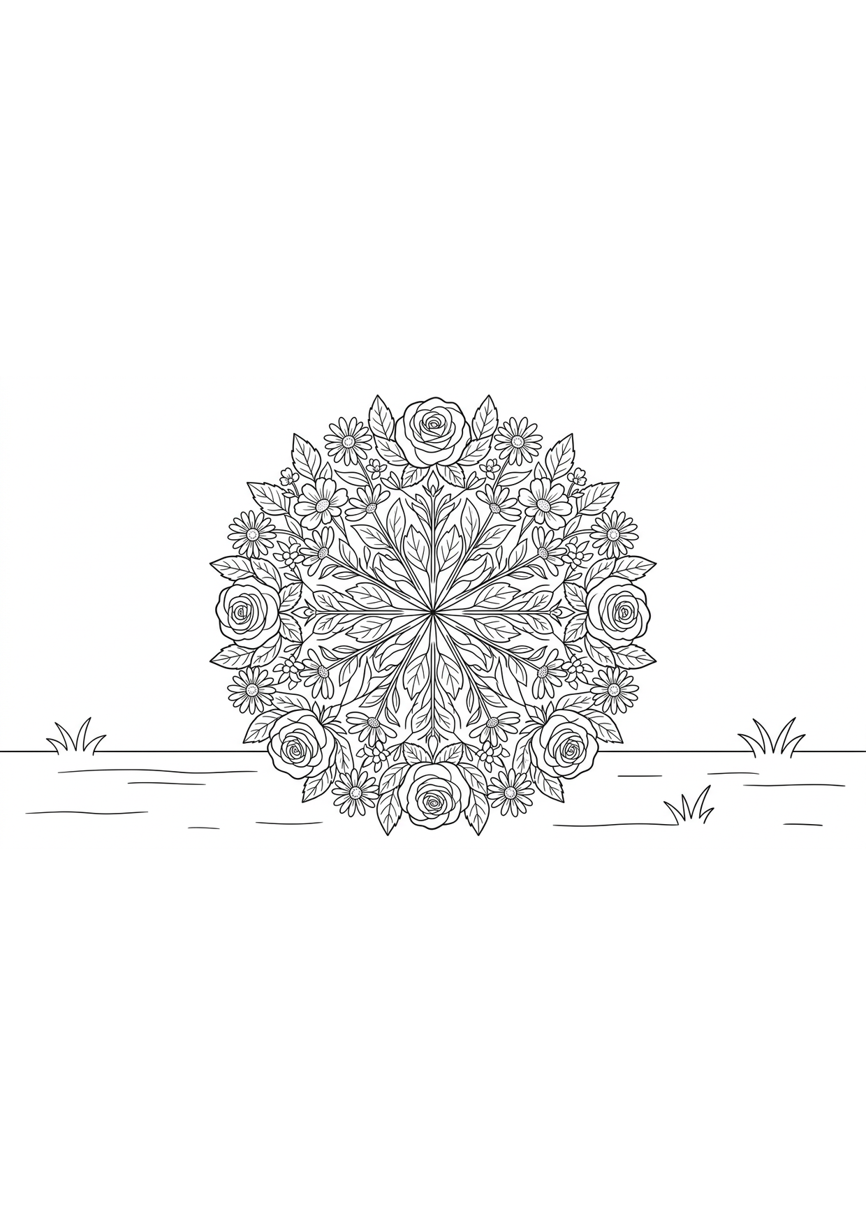 Flower mandala Coloring Page for Ages 6 and Up