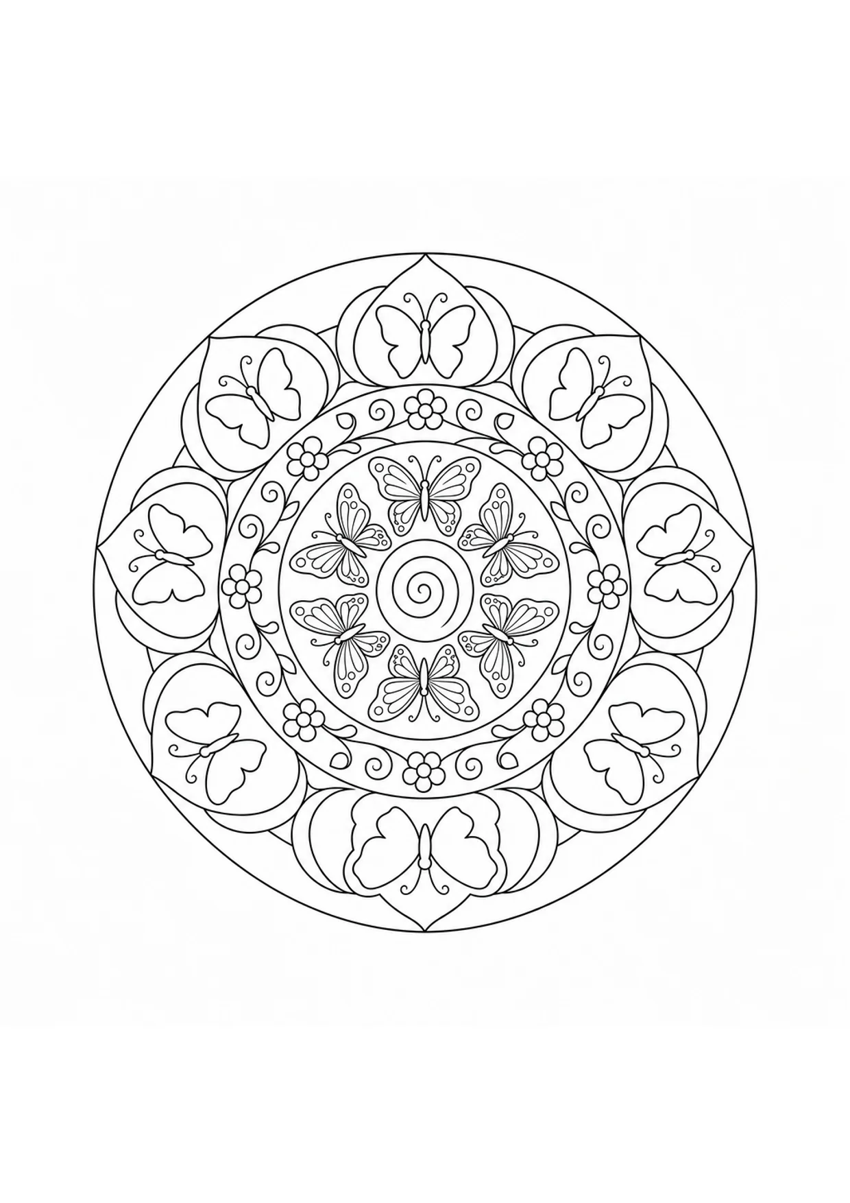 Butterfly Mandala Coloring Page to Print Free