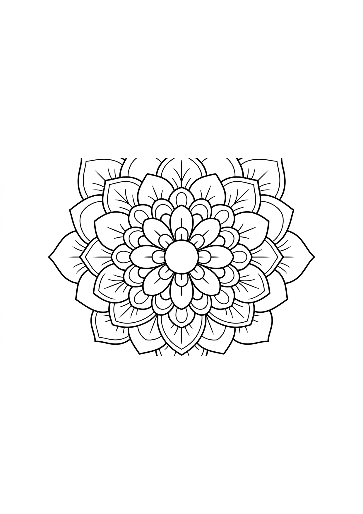 Simple floral mandala Coloring Page for Ages 6 and Up