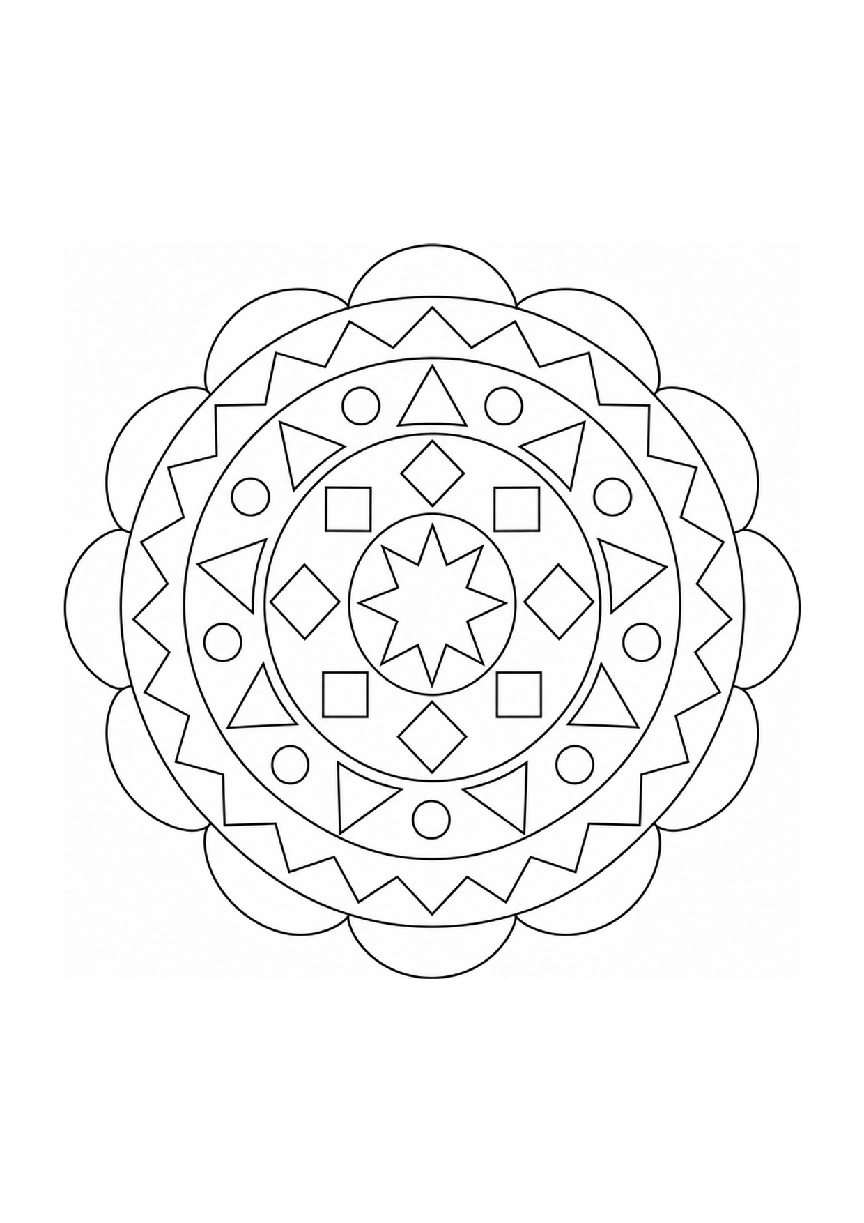 Geometric Mandala Coloring Page to Print Free
