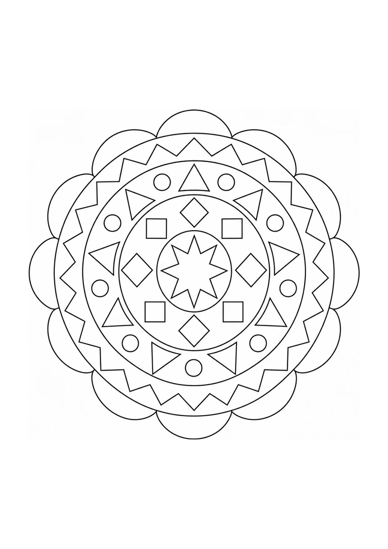 Geometric Mandala Coloring Page to Print Free