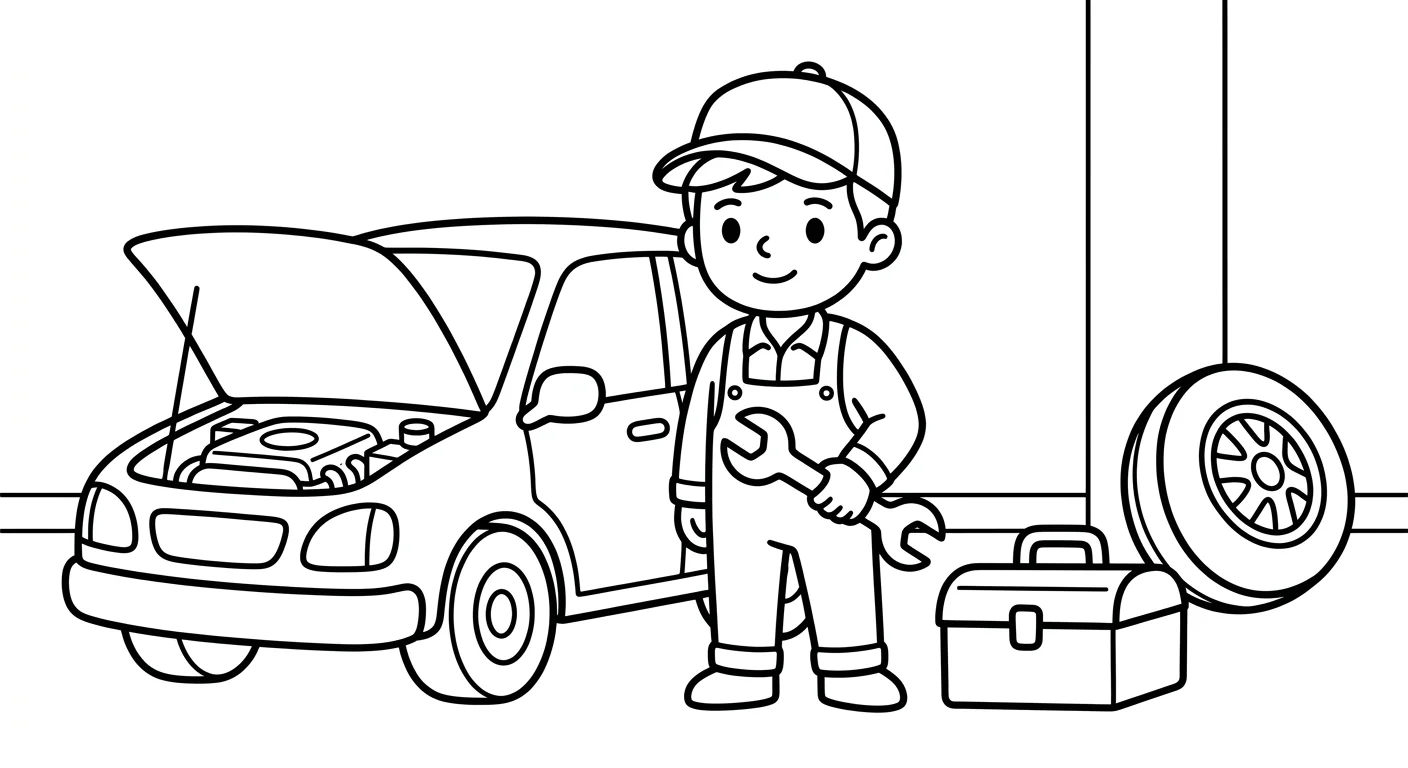 Mechanic Coloring Page