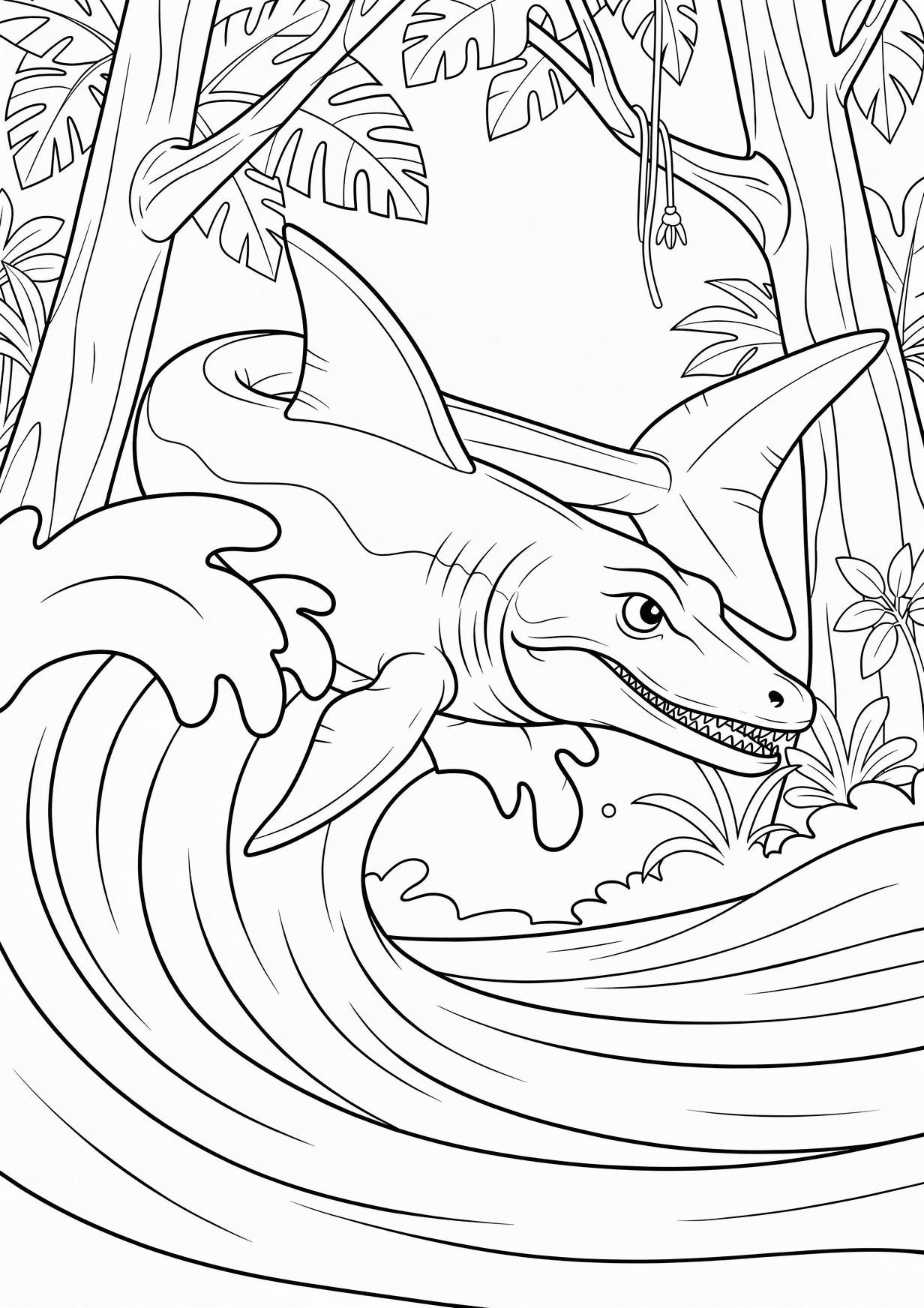Mosasaurus Coloring Page for Ages 6 and Up