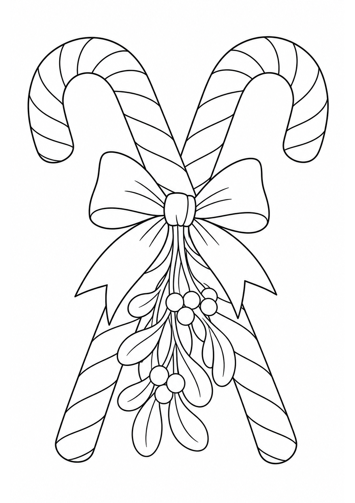 Dibujo de Bastones de Caramelo para Colorear e Imprimir